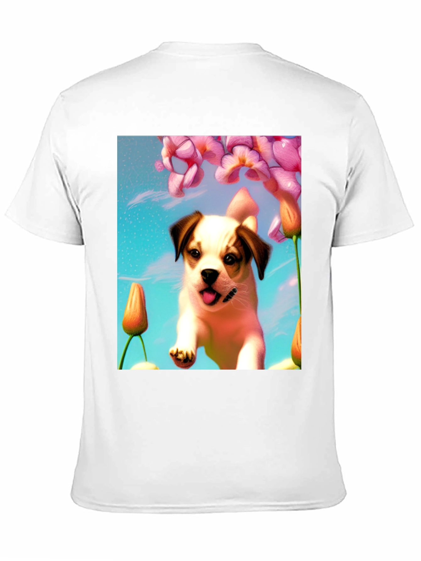Dog & Flower Graphic T-Shirt