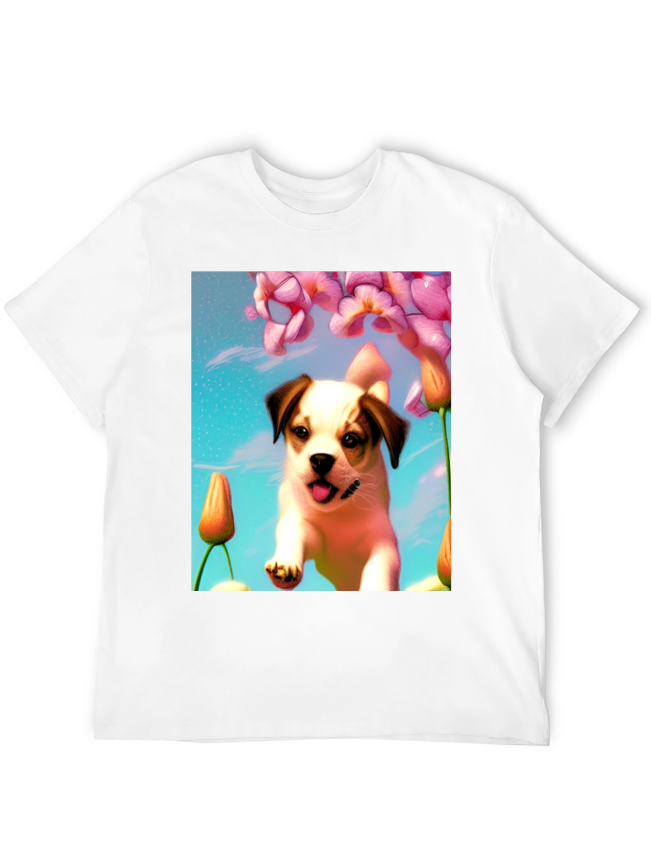 Dog & Flower Graphic T-Shirt