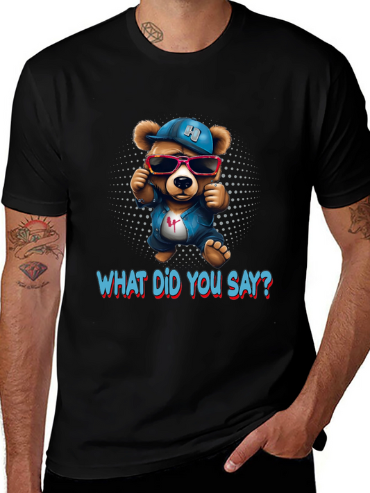 Cool Bear Graphic Tee - What Did You Say? - Black T-Shirt