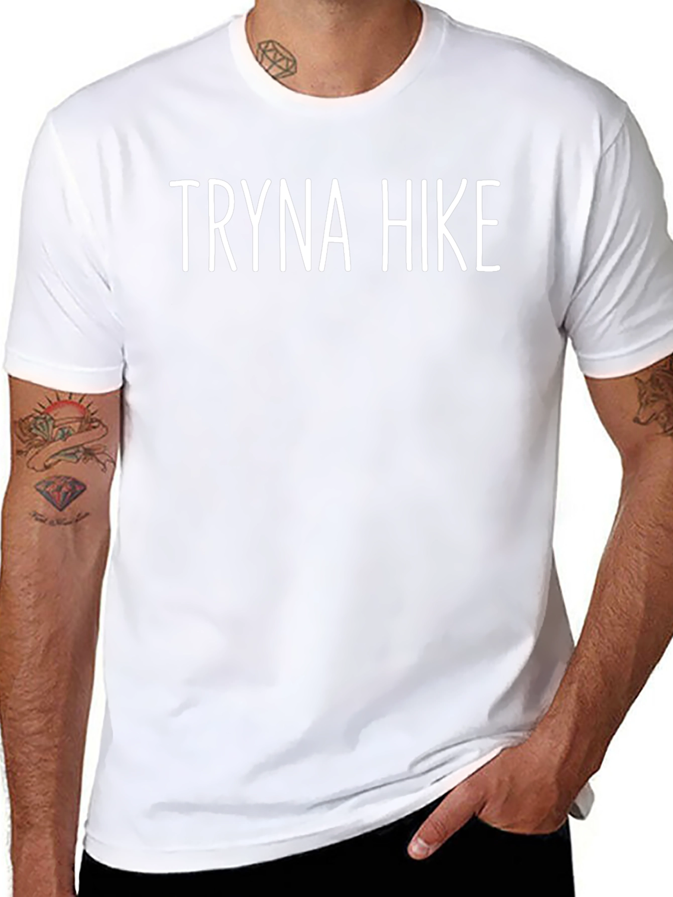 Tryna Hike Graphic Tee - Black Cotton Blend Shirt