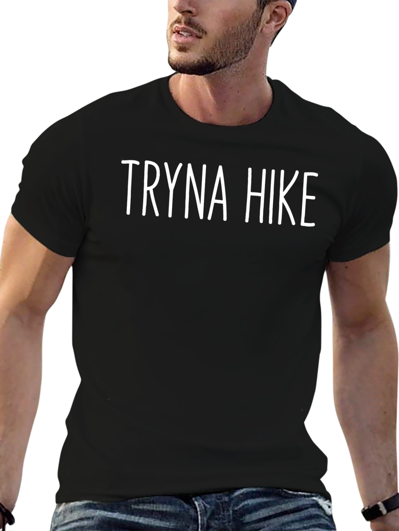 Tryna Hike Graphic Tee - Black Cotton Blend Shirt