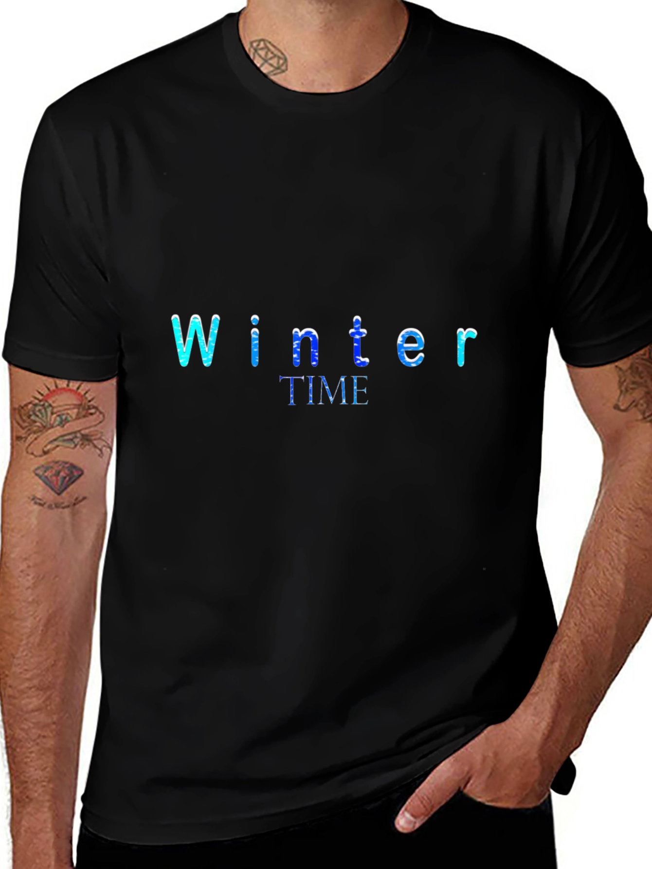 Winter Time Graphic Black T-Shirt