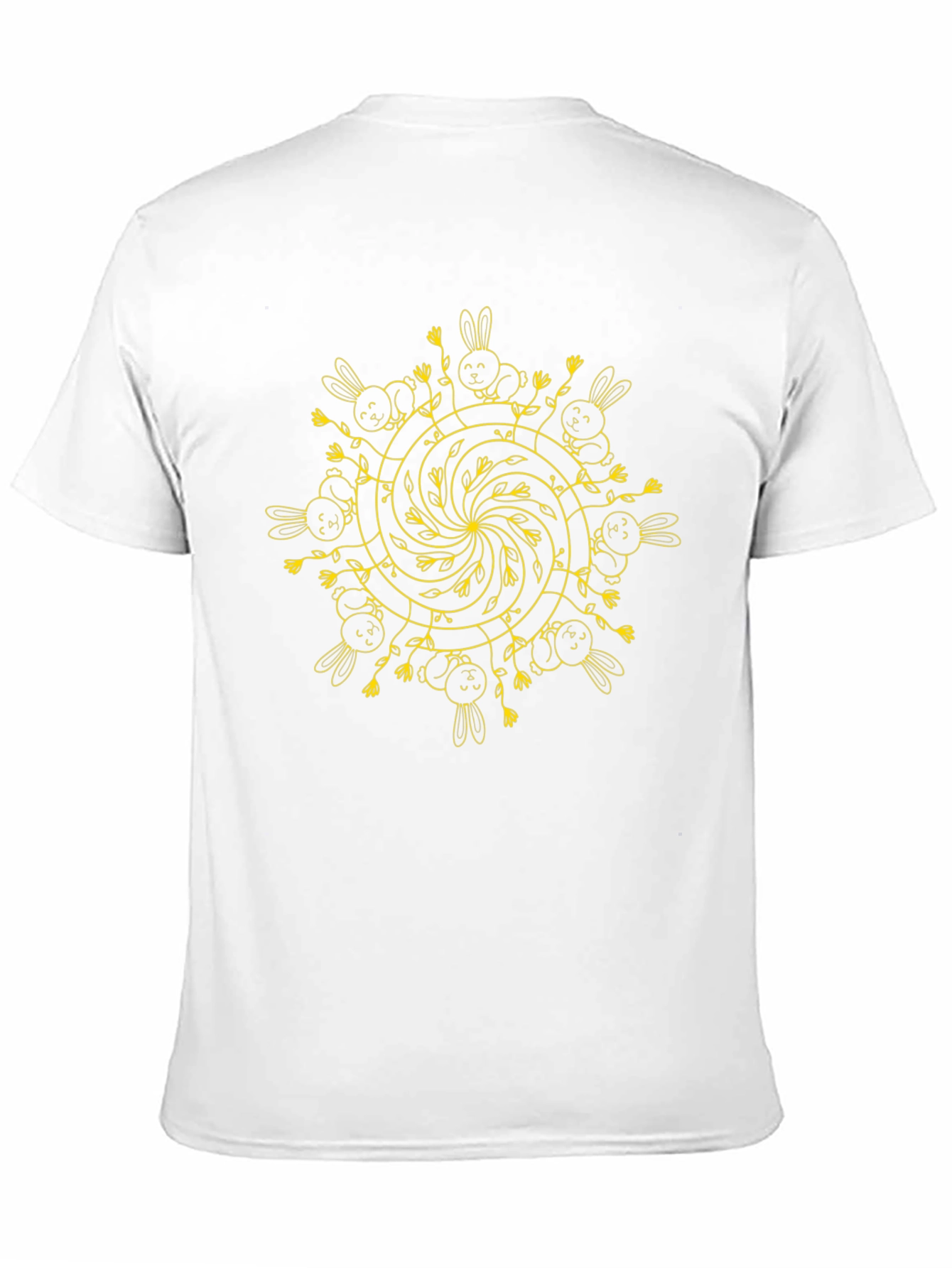 Bunny Mandala Graphic Tee - Unique Mens Black T-Shirt
