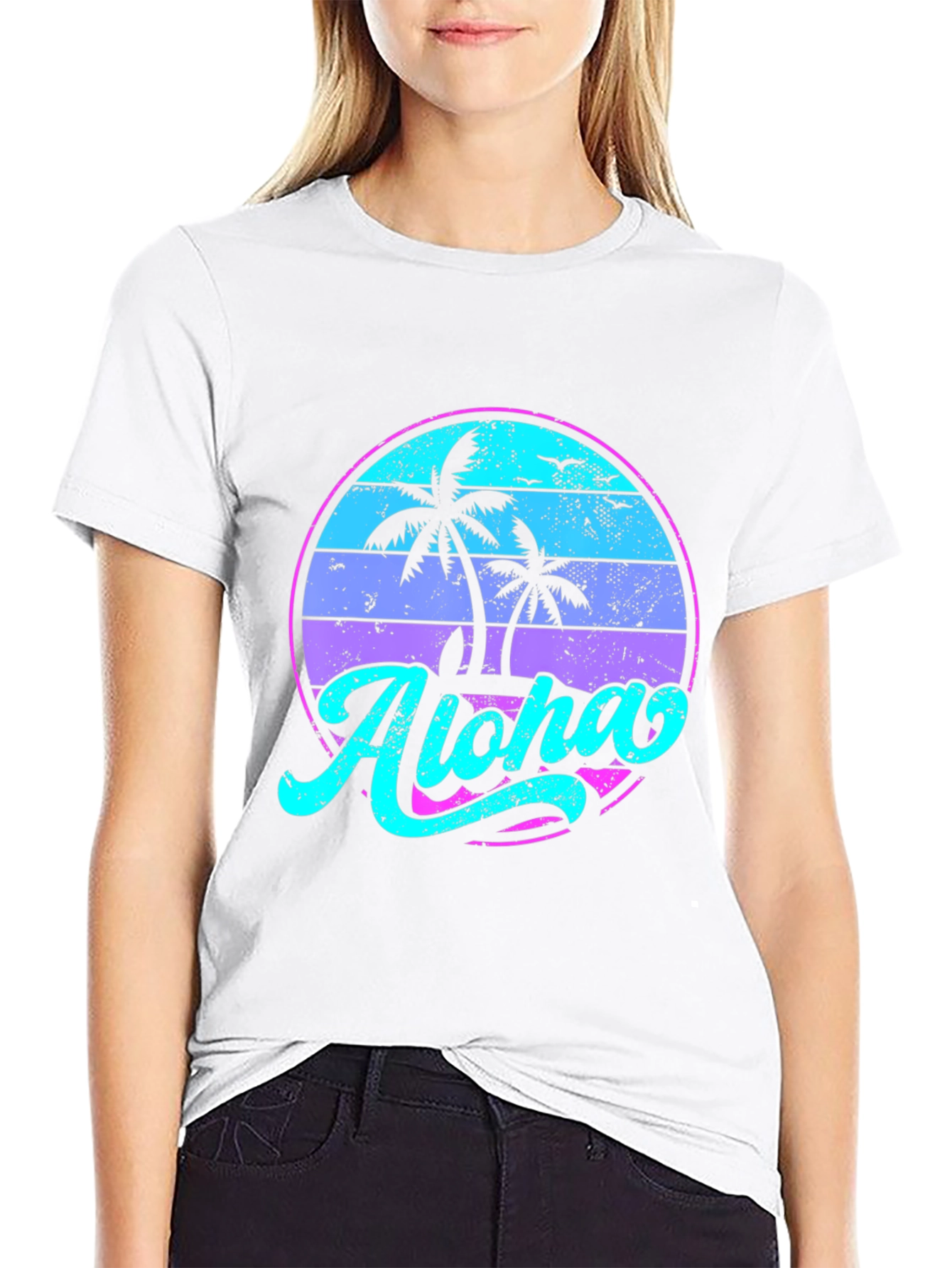 Aloha Palm Sunset T-Shirt - Beach Vibe