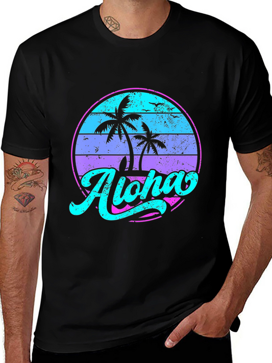 Aloha Palm Sunset T-Shirt - Beach Vibe