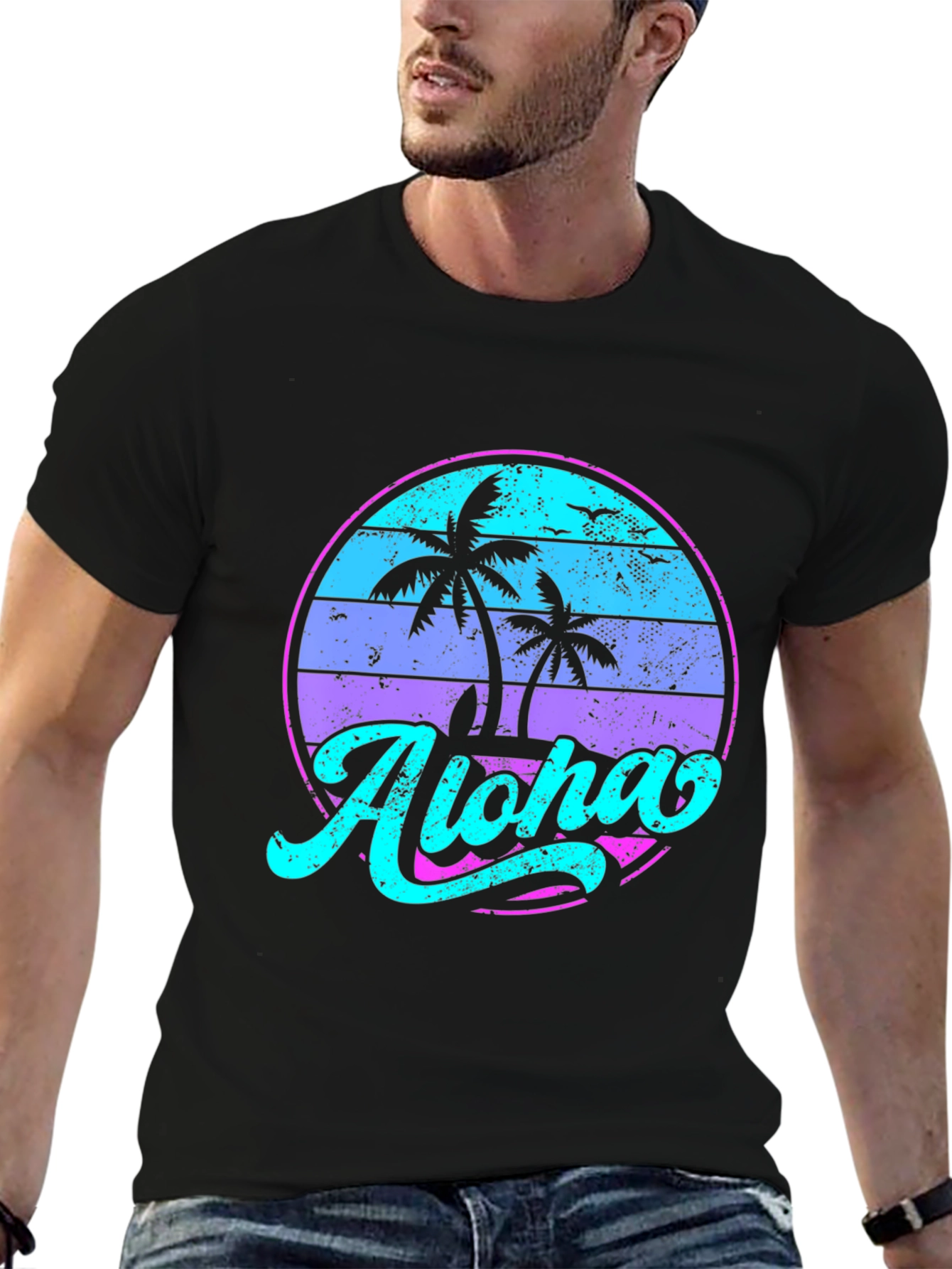 Aloha Palm Sunset T-Shirt - Beach Vibe
