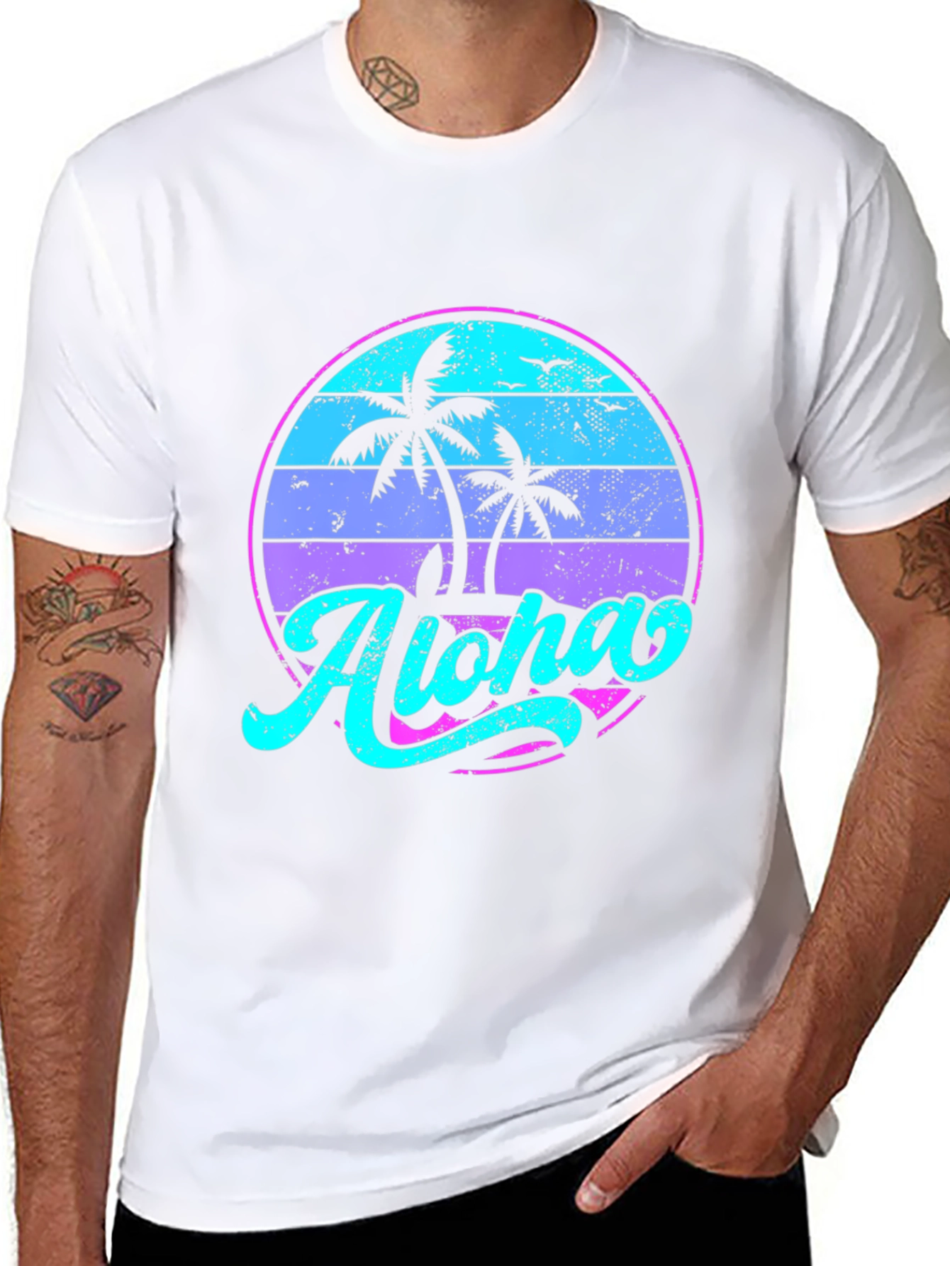 Aloha Palm Sunset T-Shirt - Beach Vibe