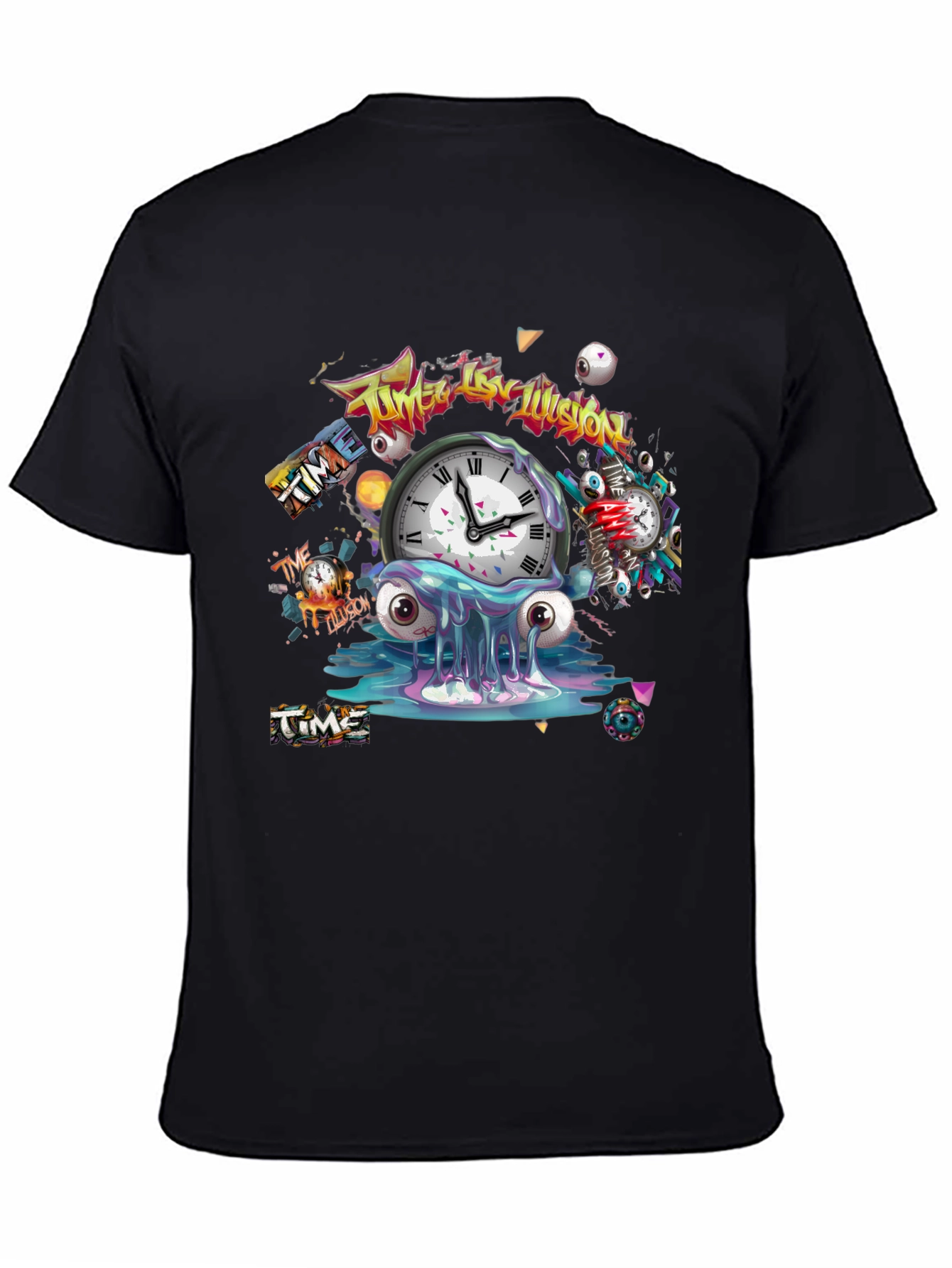 Time Illusion Graphic T-Shirt - Black