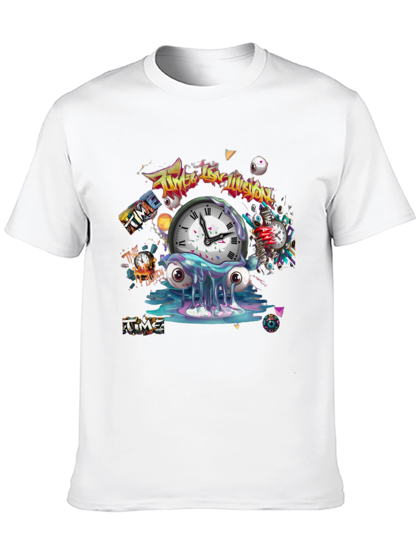 Time Illusion Graphic T-Shirt - Black