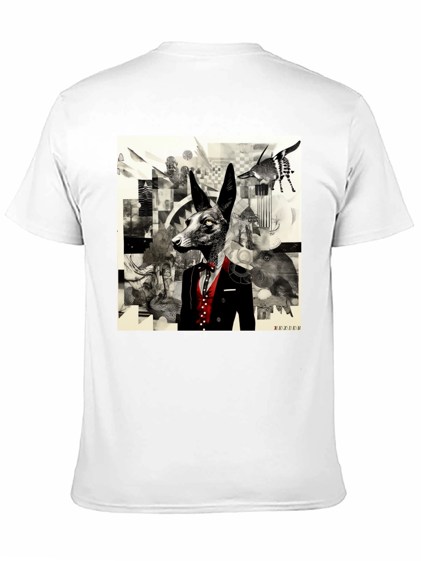 Abstract Fox Graphic Black T-Shirt