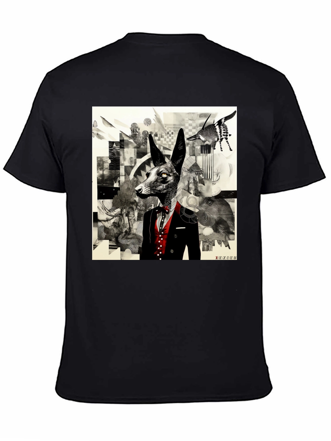 Abstract Fox Graphic Black T-Shirt