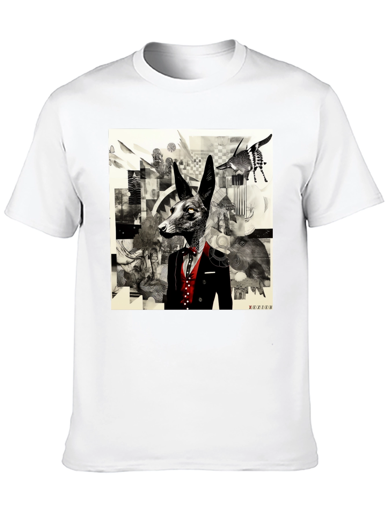 Abstract Fox Graphic Black T-Shirt