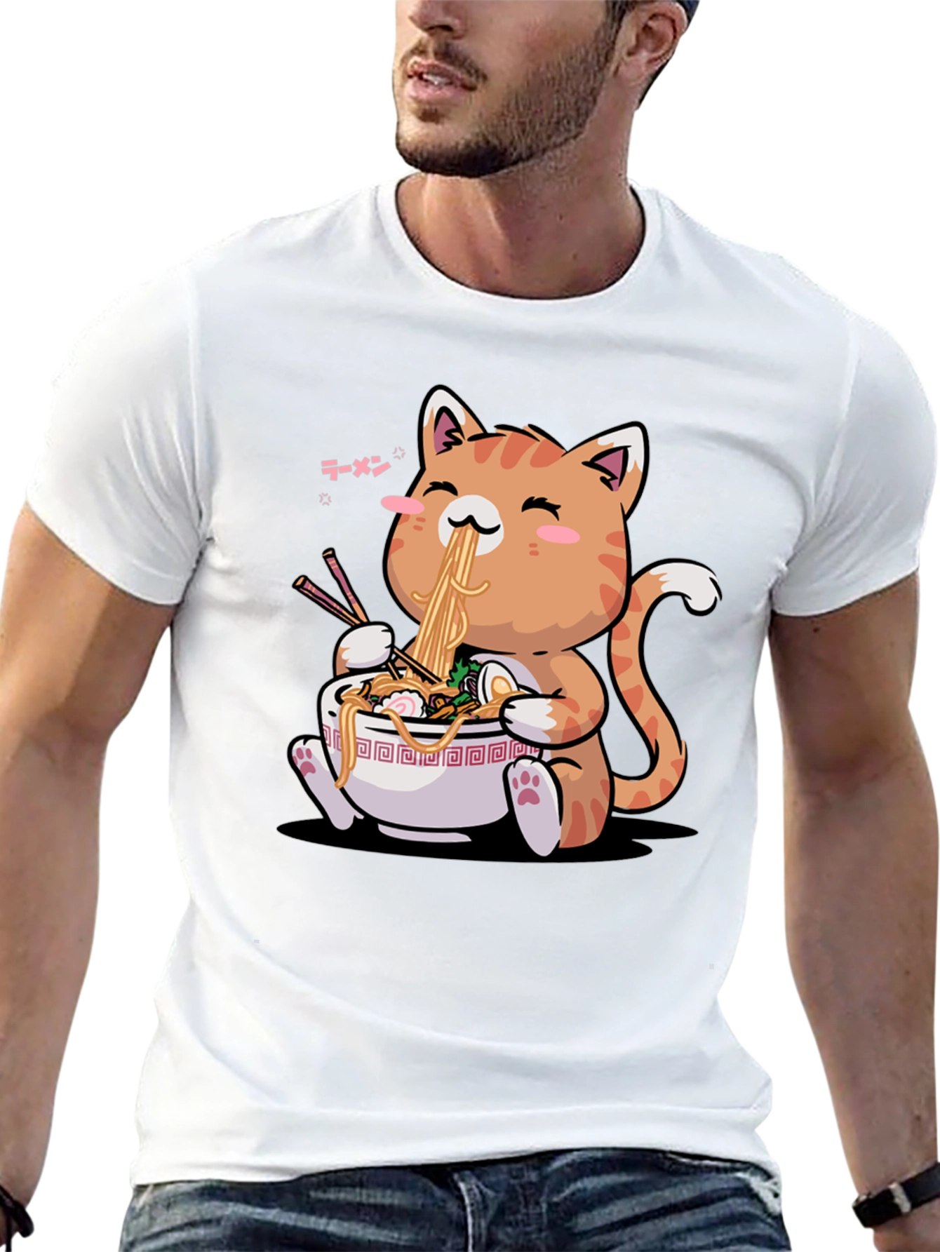 Ramen Cat T-Shirt - Cute Anime Style