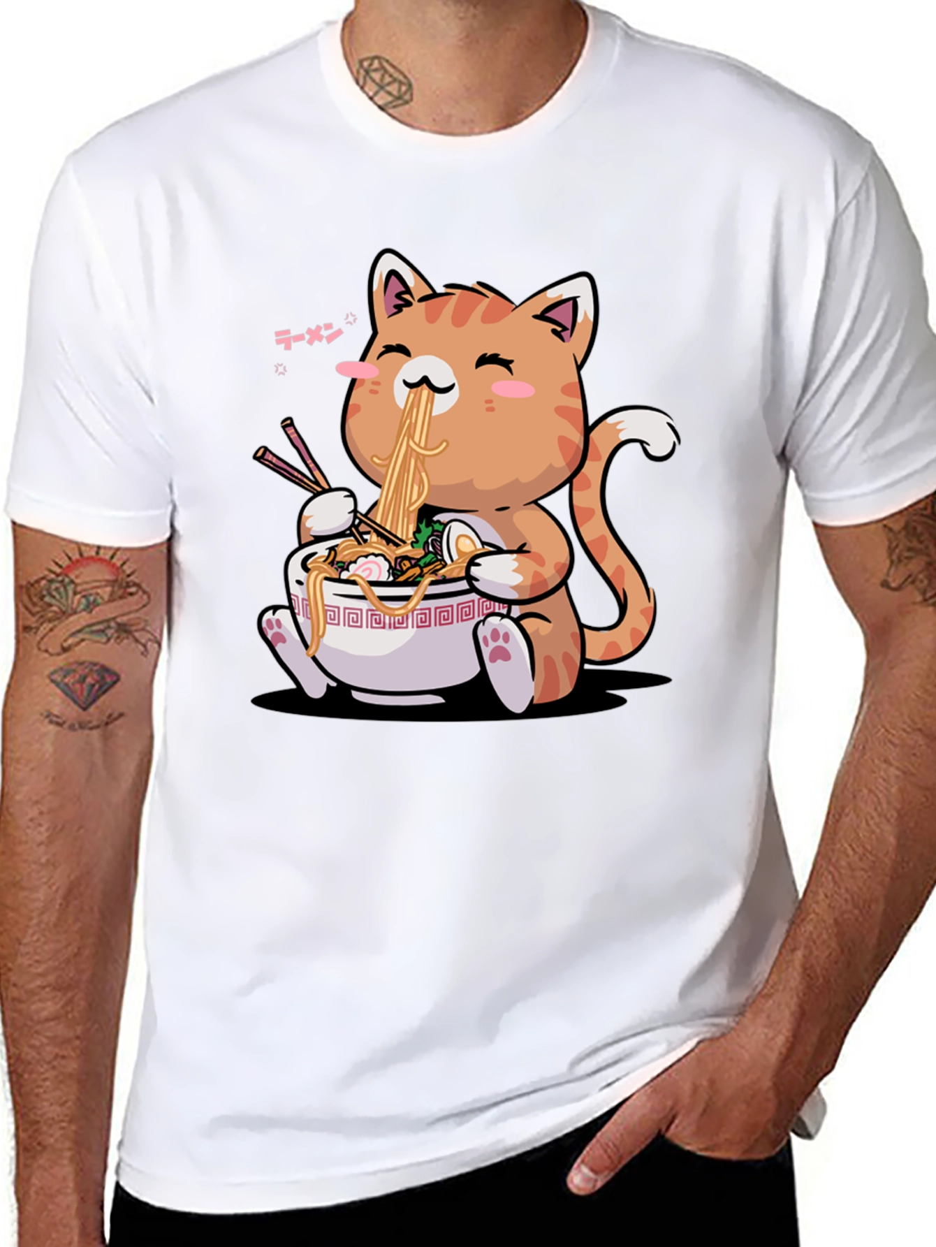 Ramen Cat T-Shirt - Cute Anime Style
