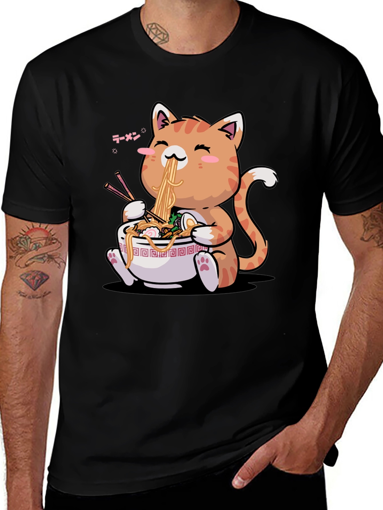 Ramen Cat T-Shirt - Cute Anime Style