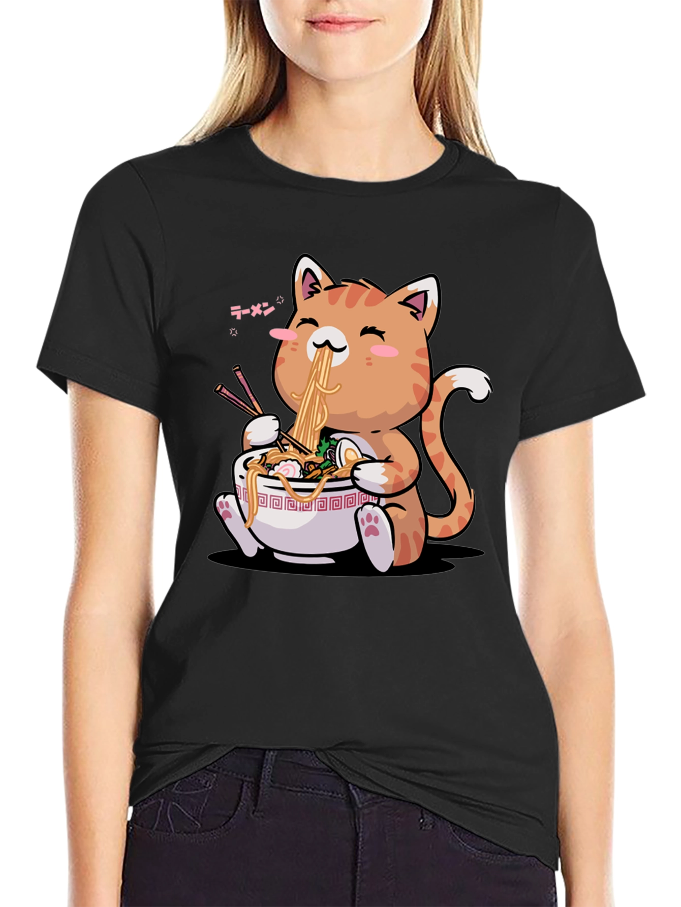Ramen Cat T-Shirt - Cute Anime Style
