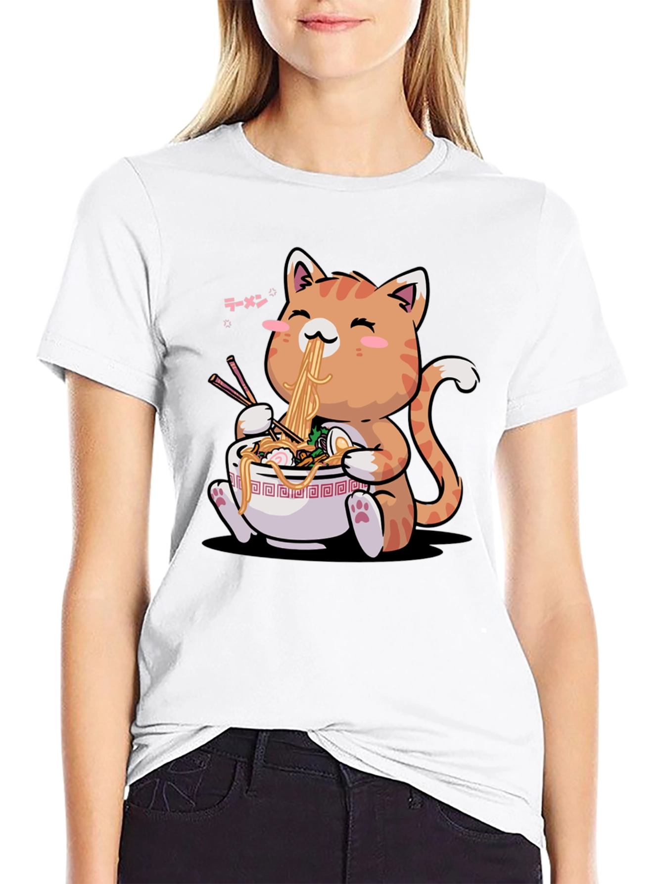 Ramen Cat T-Shirt - Cute Anime Style