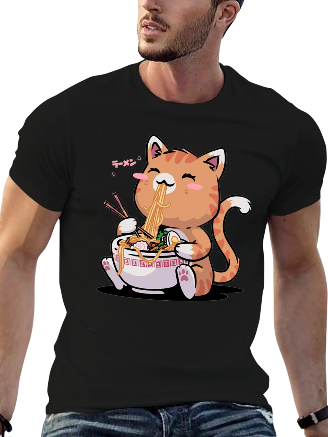 Ramen Cat T-Shirt - Cute Anime Style