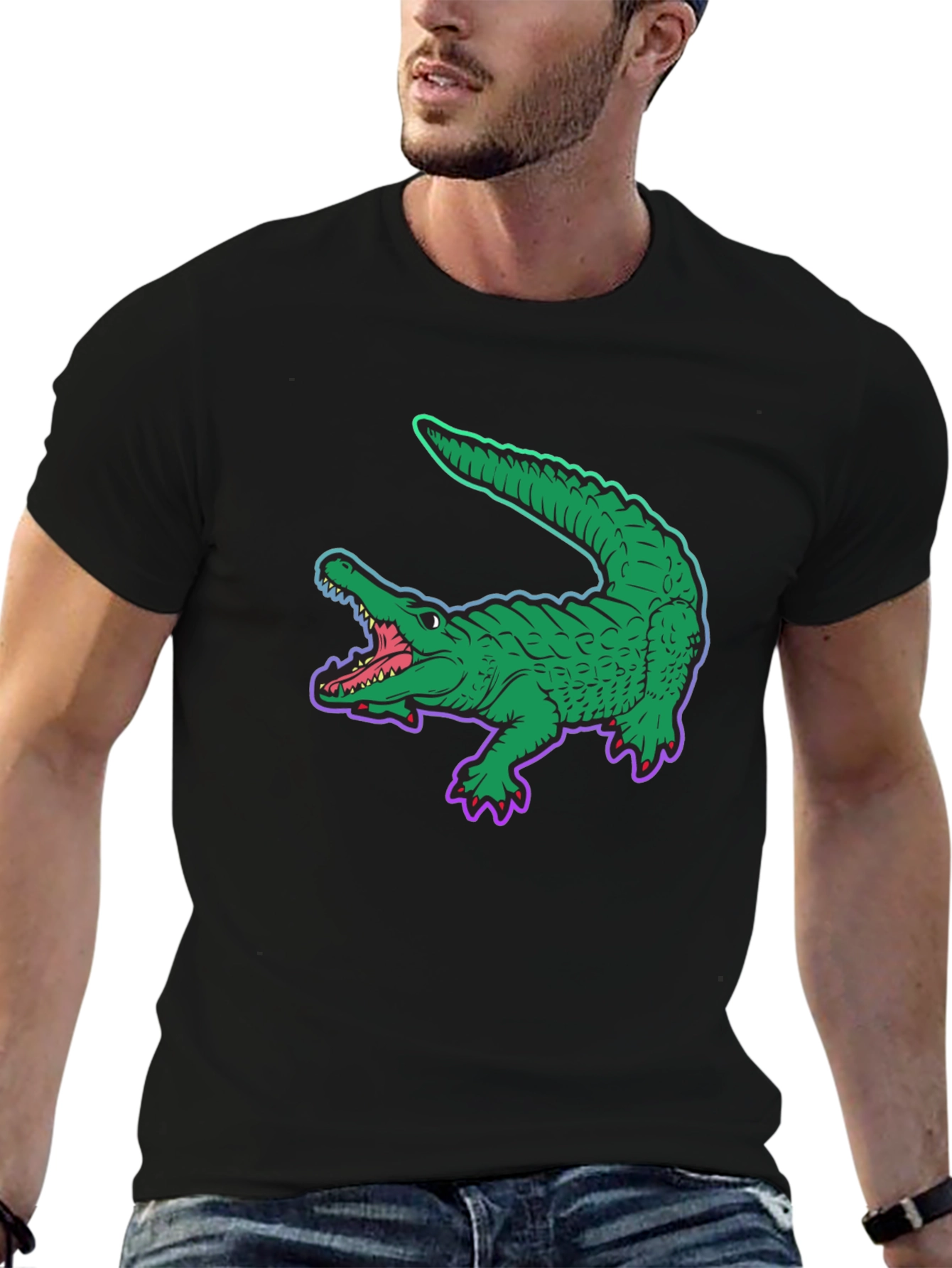 Cool Crocodile Graphic Tee - Black
