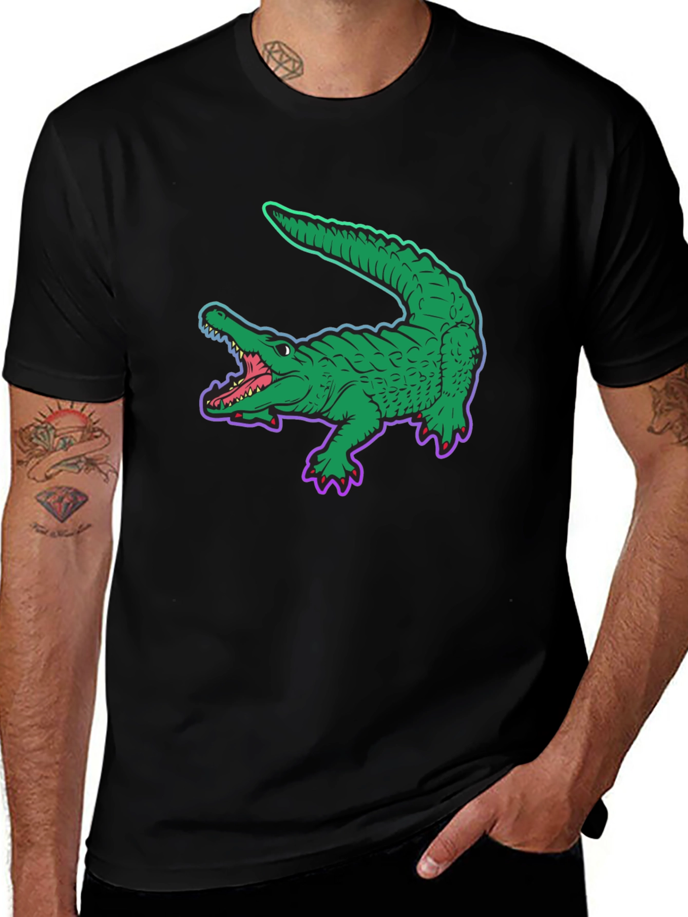 Cool Crocodile Graphic Tee - Black