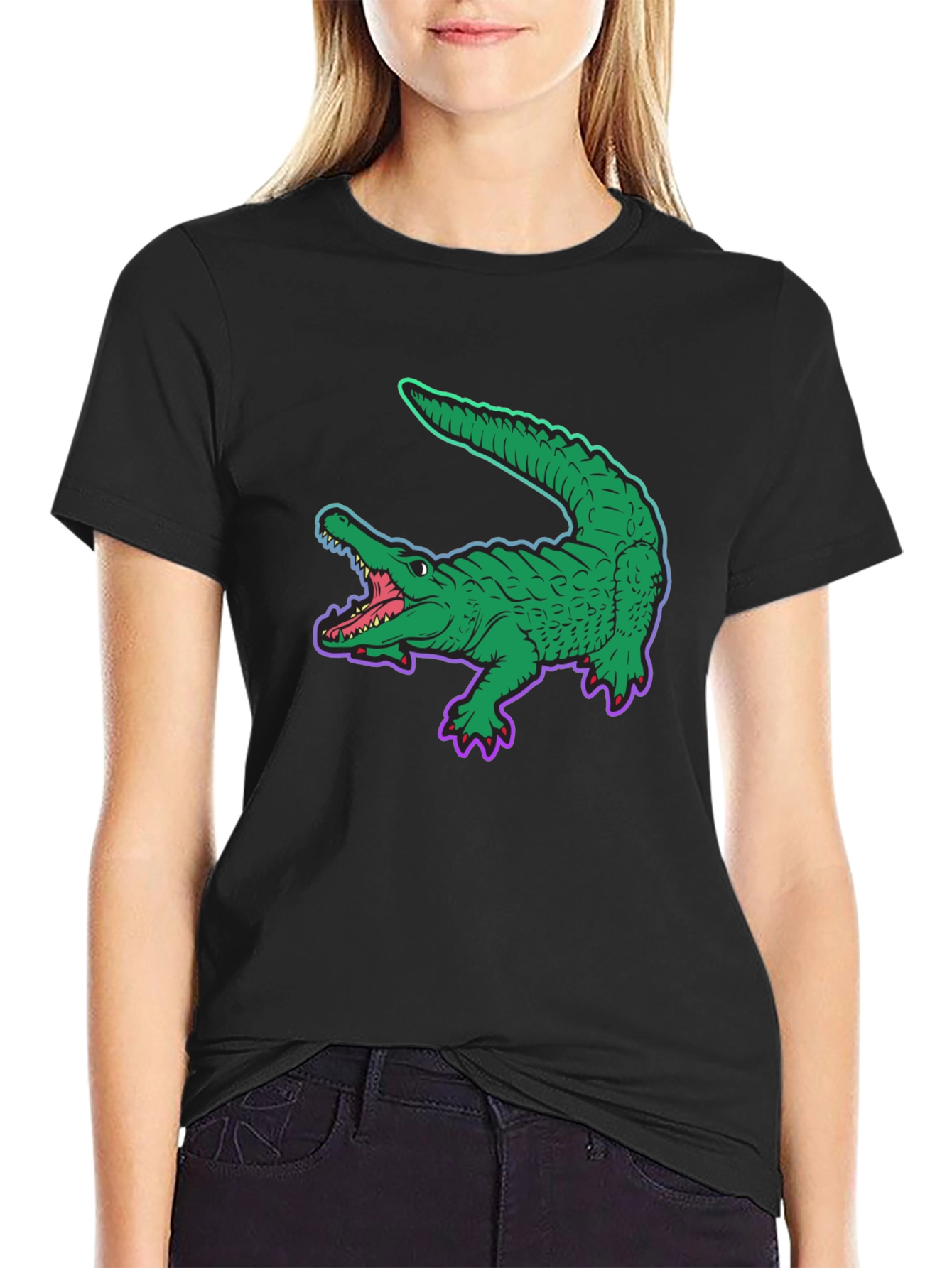 Cool Crocodile Graphic Tee - Black