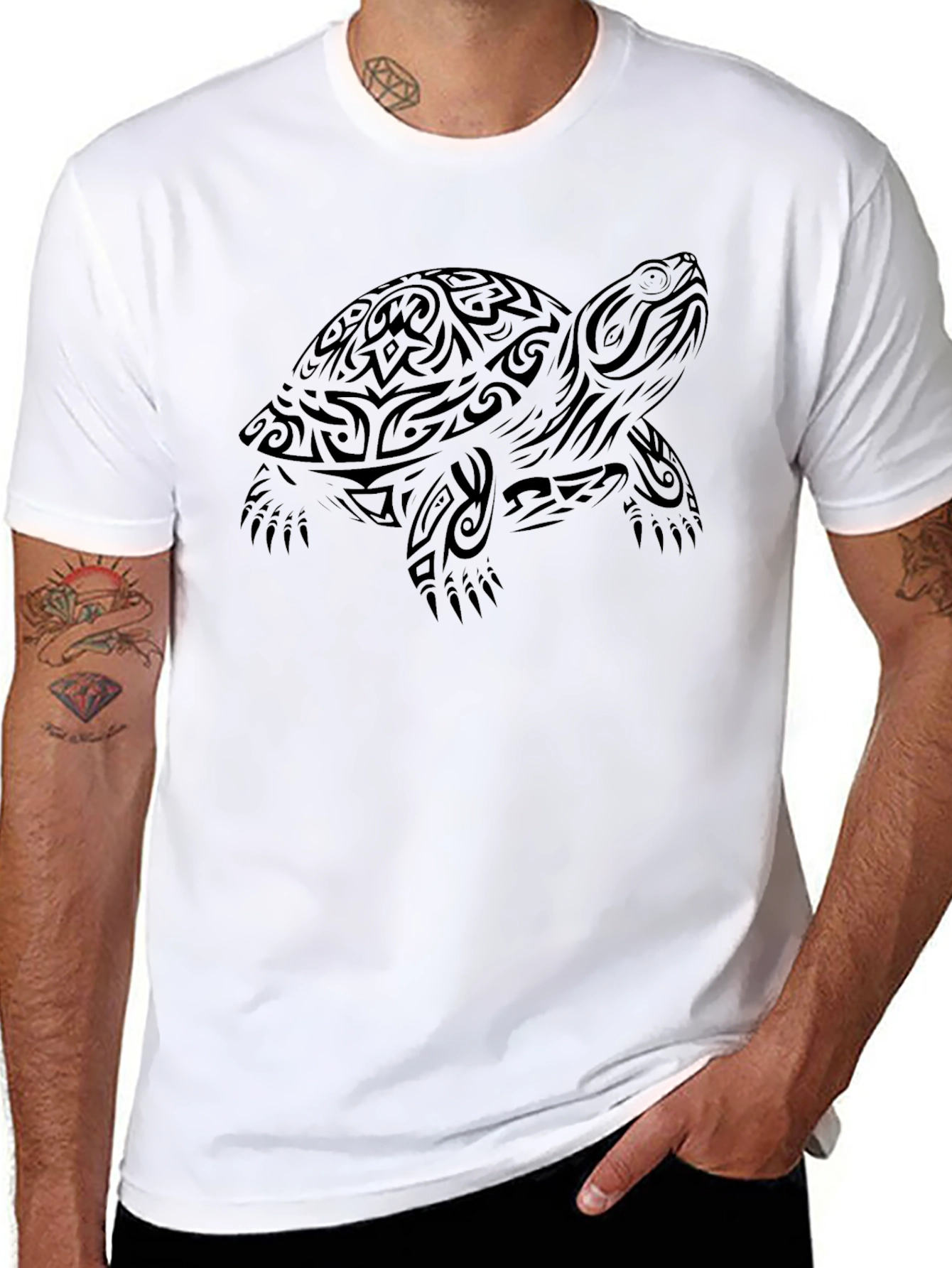 Tribal Turtle Black T-Shirt - Unique Design