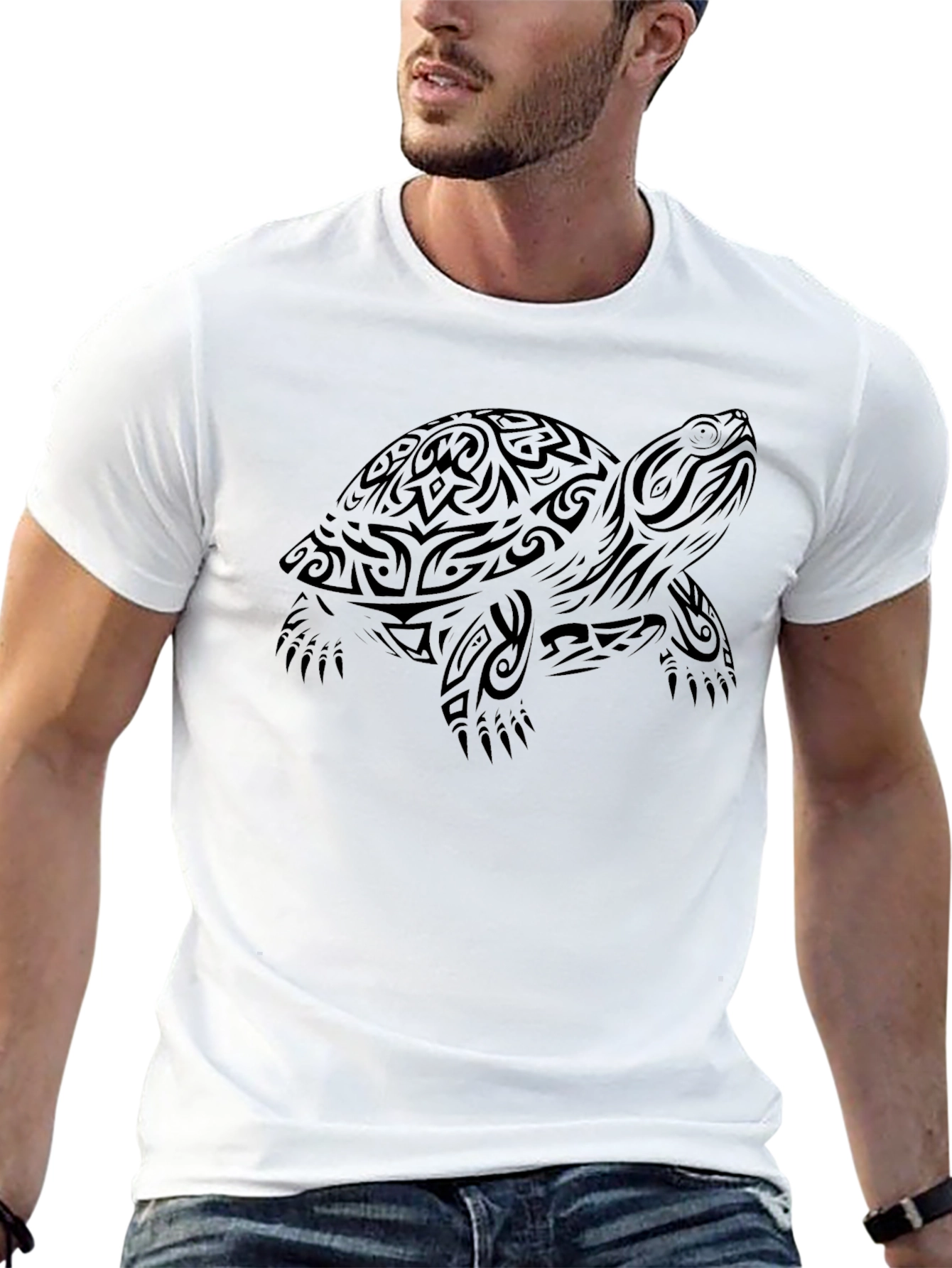 Tribal Turtle Black T-Shirt - Unique Design