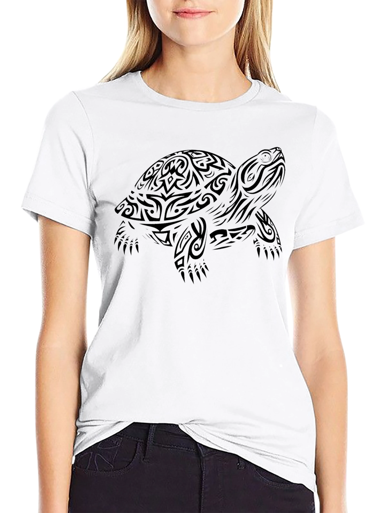 Tribal Turtle Black T-Shirt - Unique Design