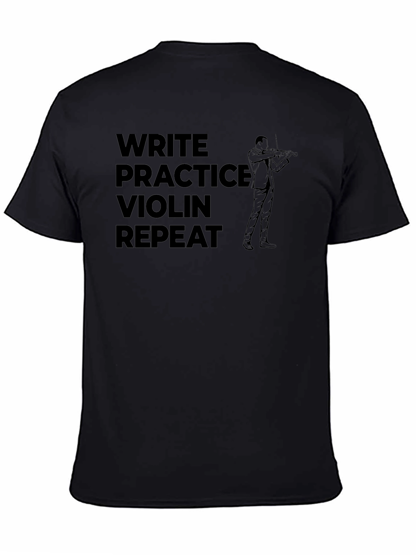 Write Practice Violin Repeat Black Graphic Tee