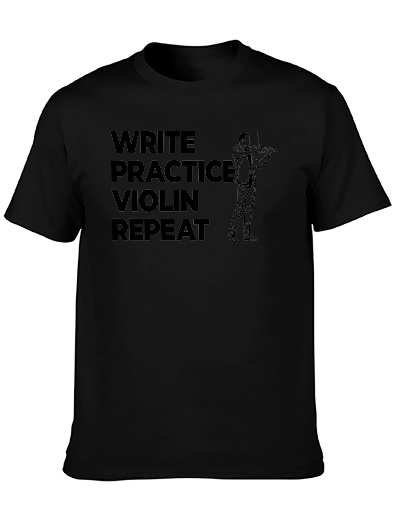 Write Practice Violin Repeat Black Graphic Tee
