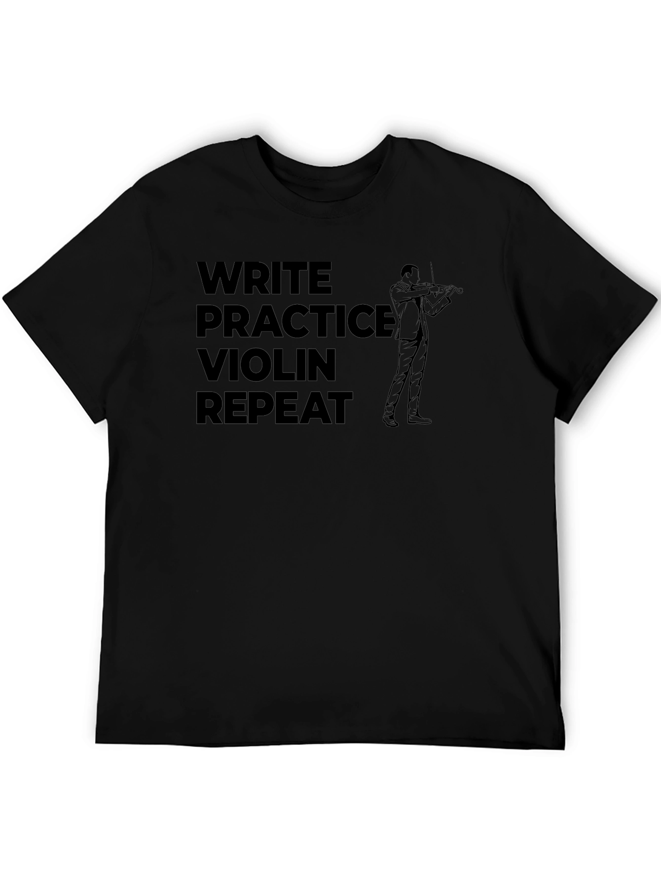 Write Practice Violin Repeat Black Graphic Tee