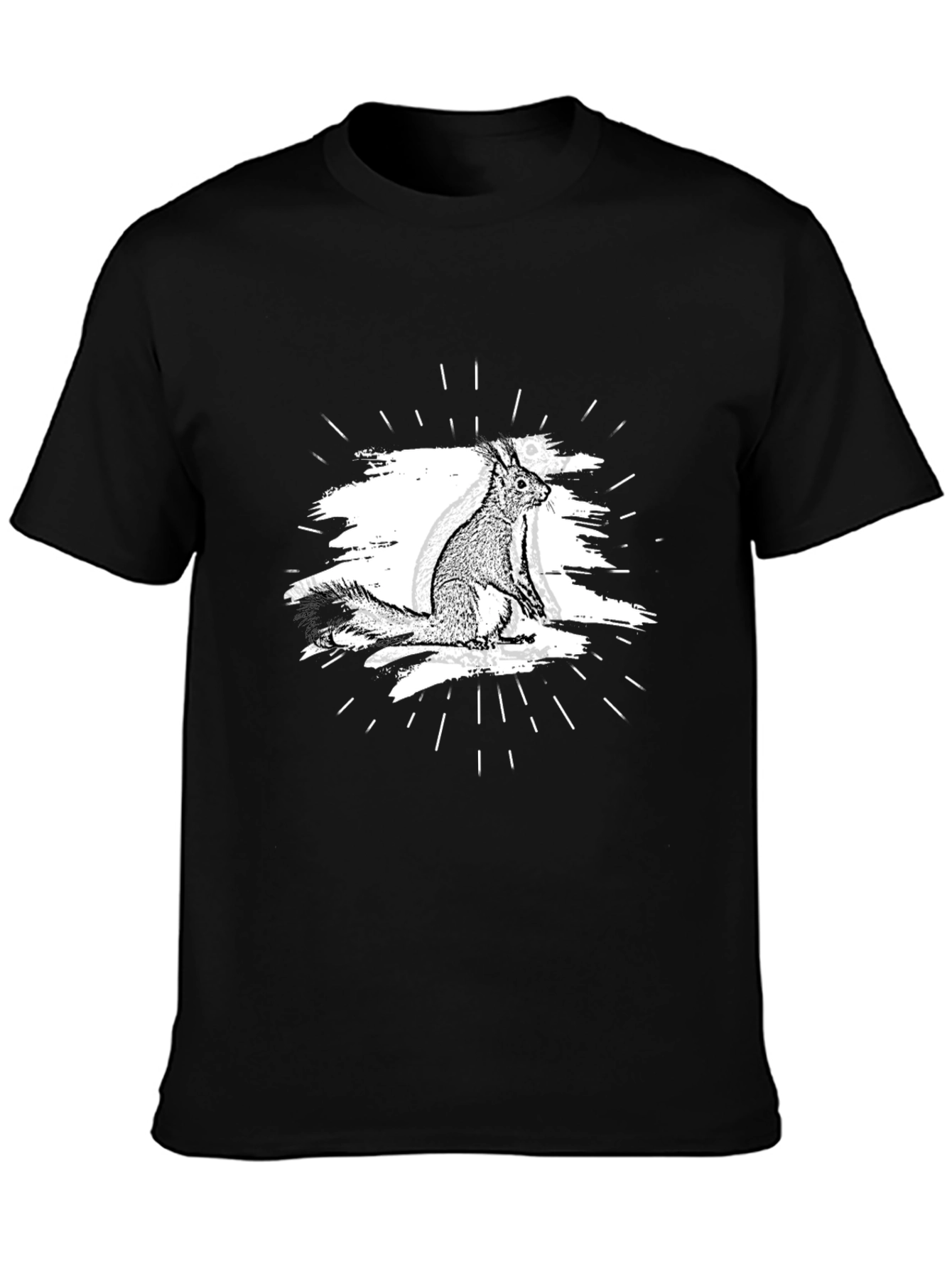 Squirrel Graphic Tee - Black Casual T-Shirt