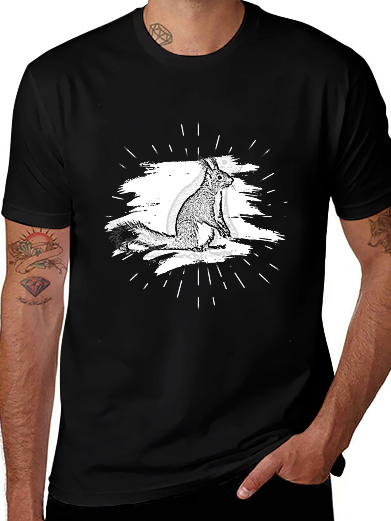 Squirrel Graphic Tee - Black Casual T-Shirt
