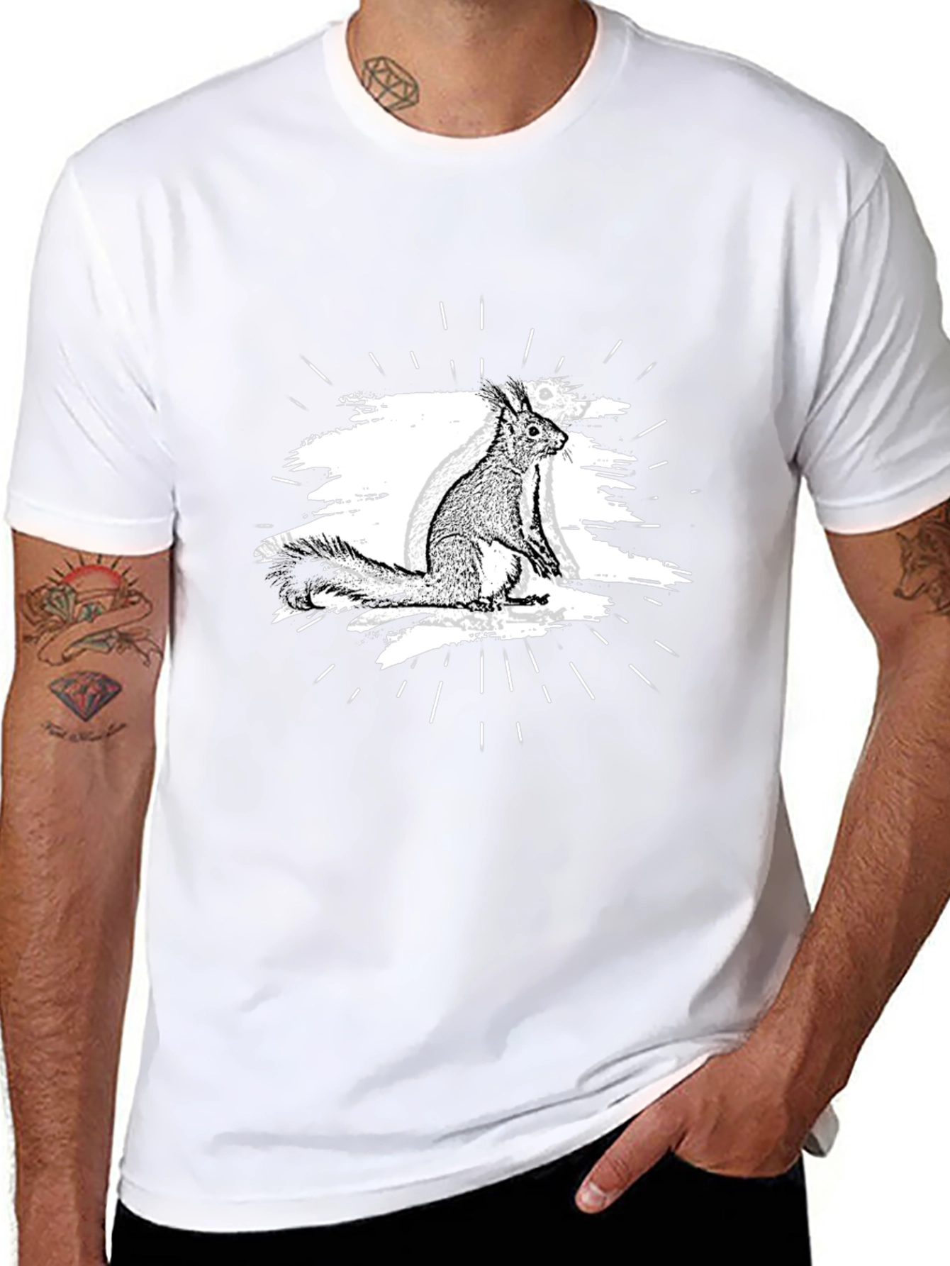 Squirrel Graphic Tee - Black Casual T-Shirt