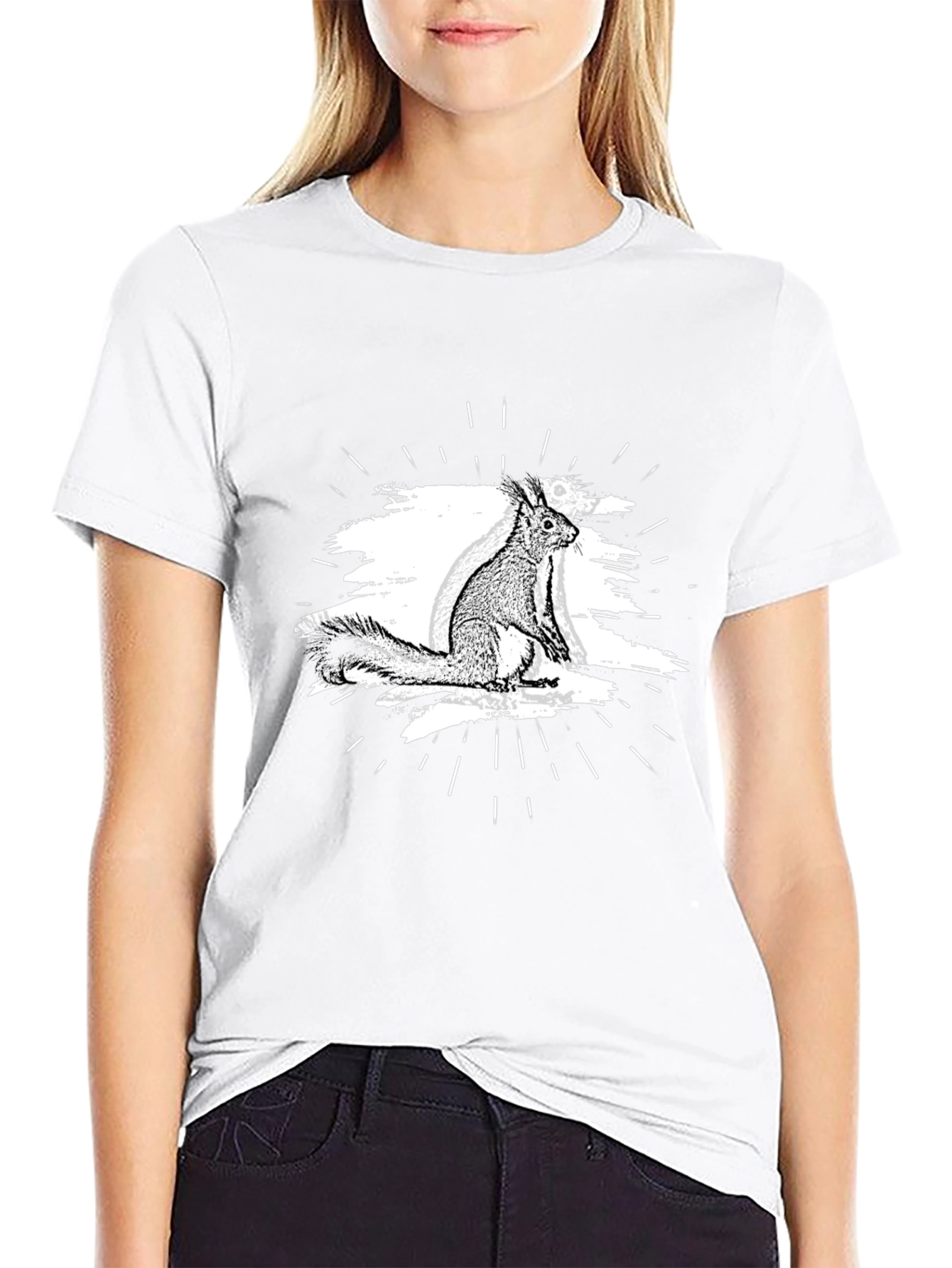 Squirrel Graphic Tee - Black Casual T-Shirt