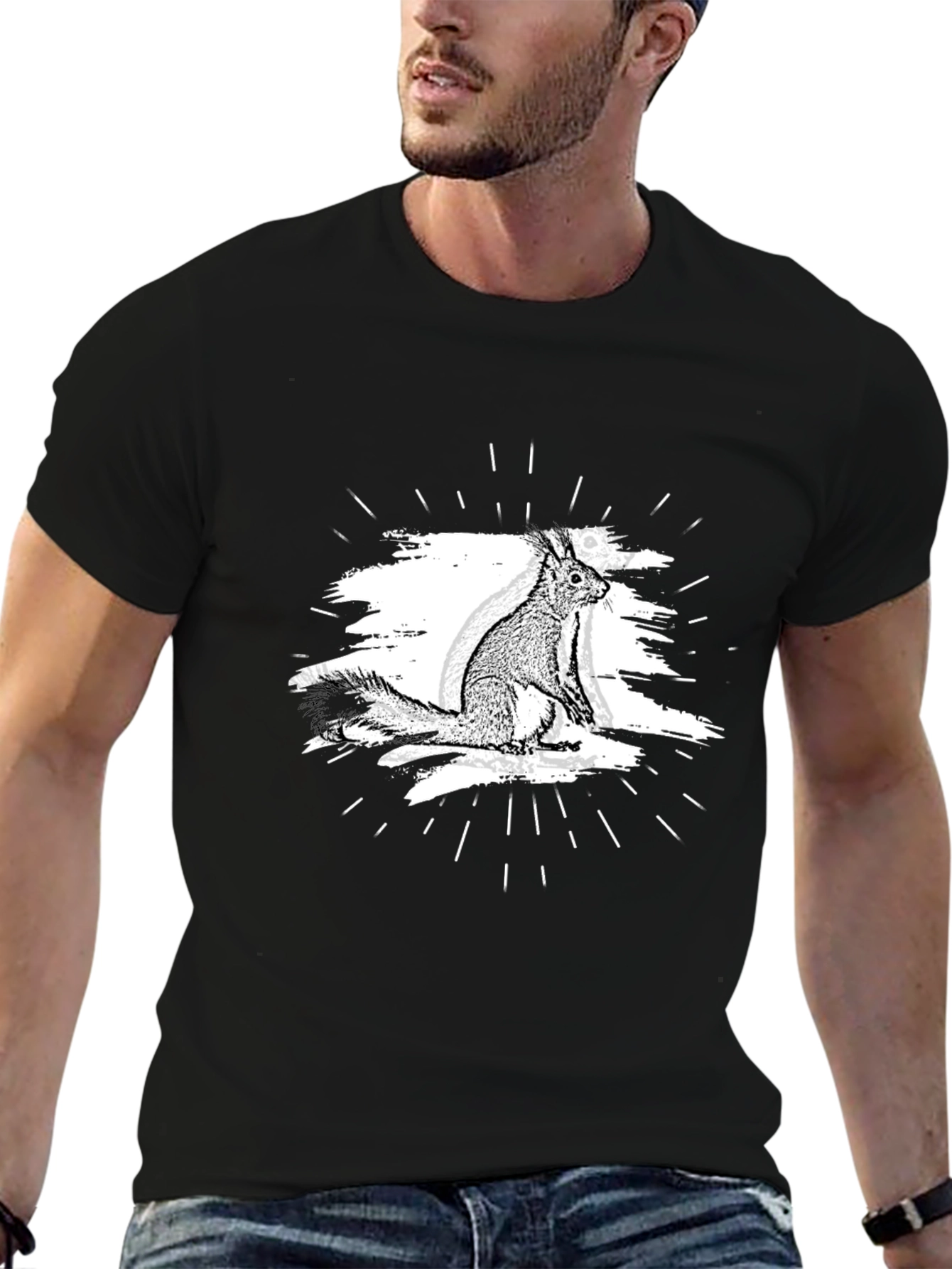 Squirrel Graphic Tee - Black Casual T-Shirt