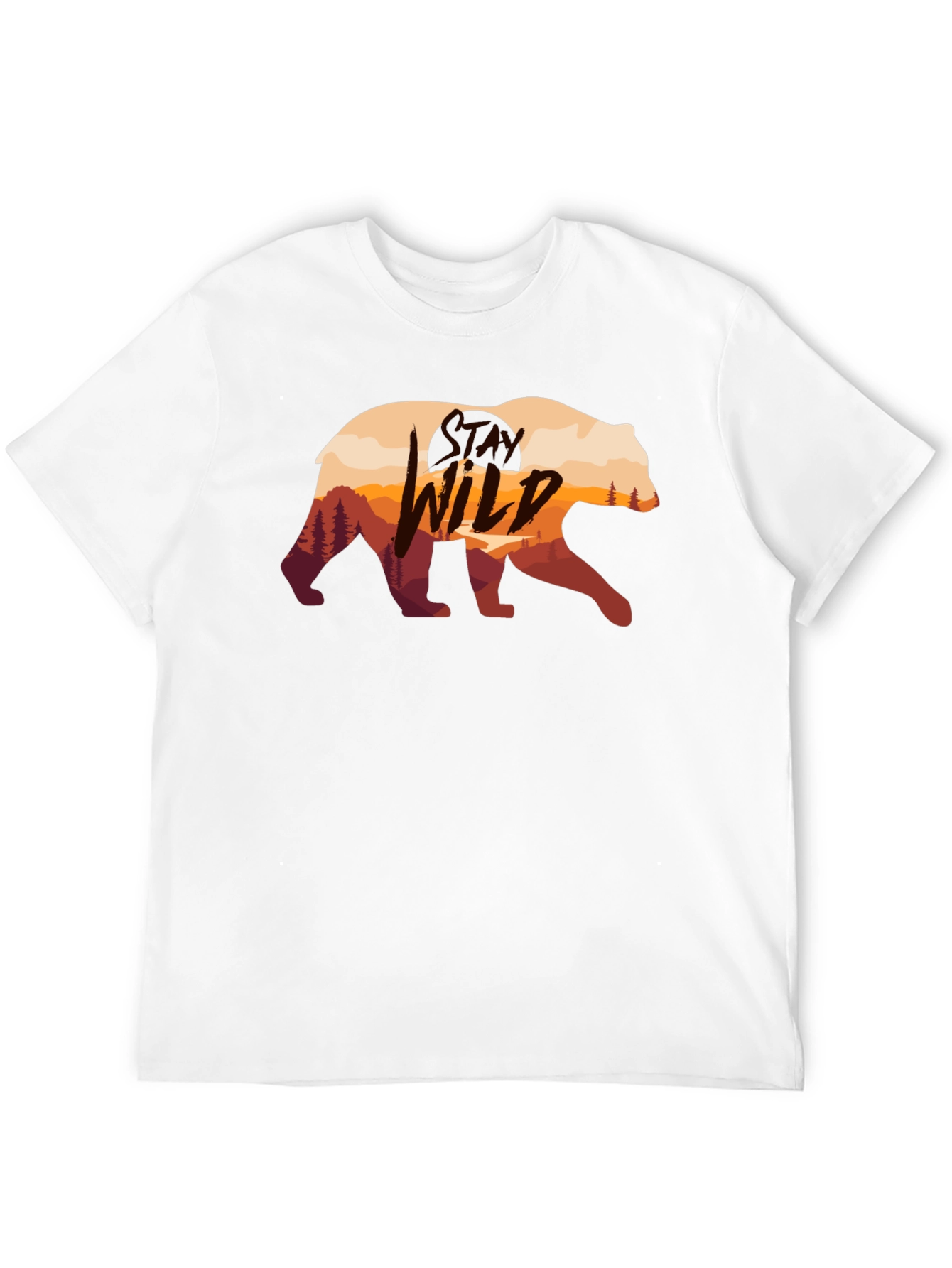 Wild Bear Graphic Print Black T-Shirt