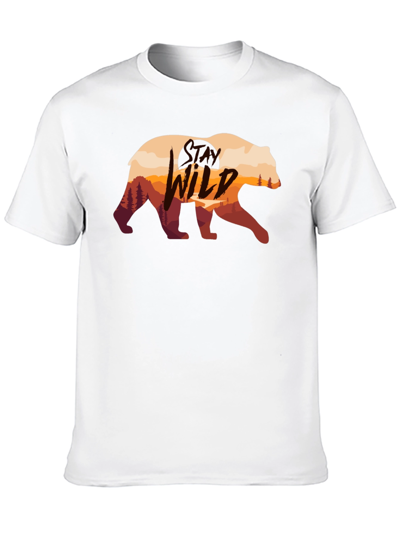 Wild Bear Graphic Print Black T-Shirt