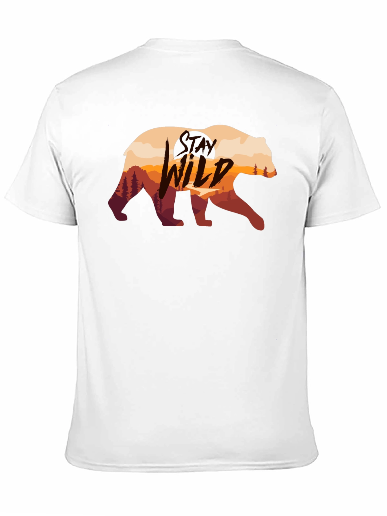 Wild Bear Graphic Print Black T-Shirt