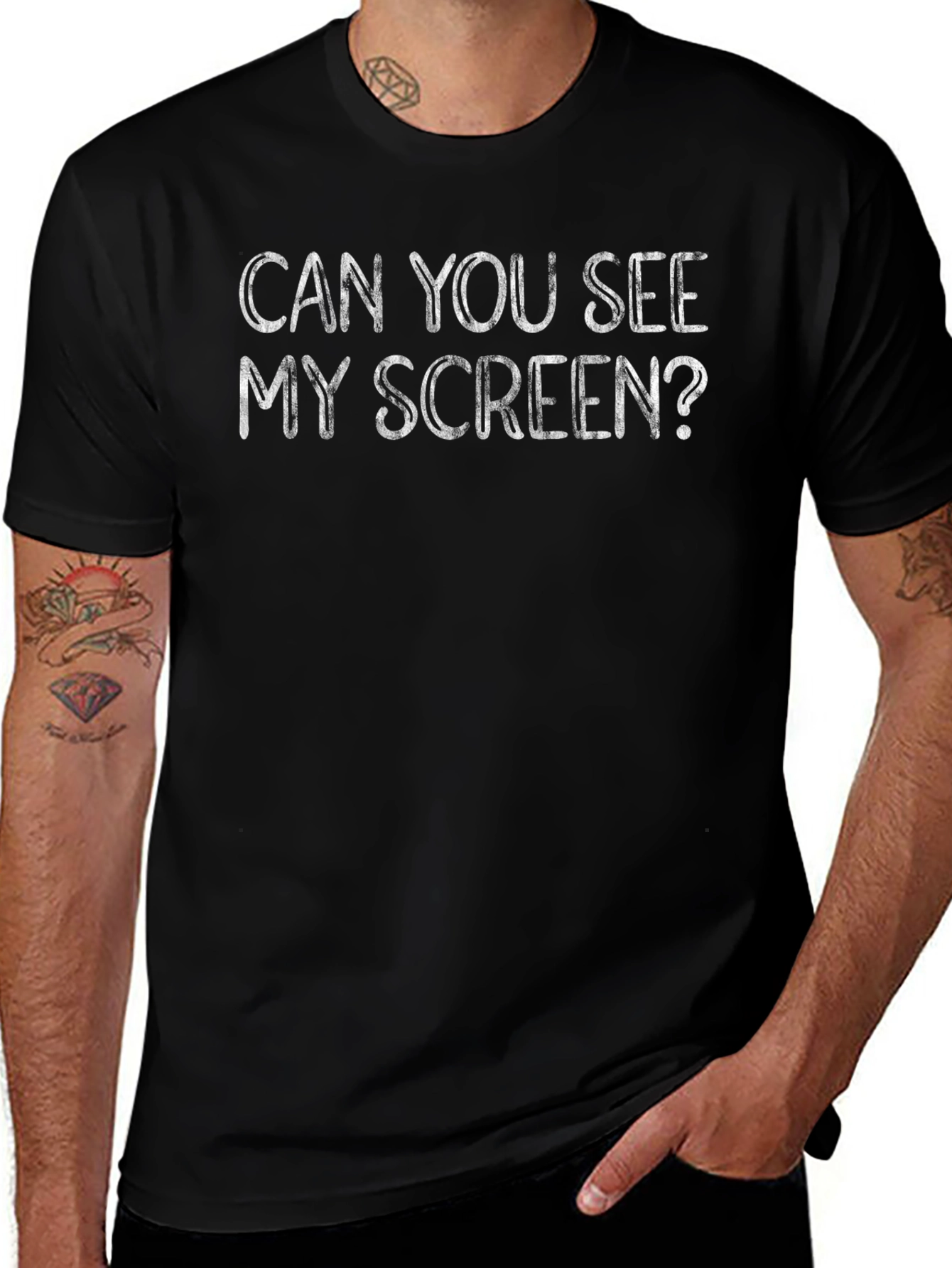 Can You See My Screen? Black Graphic T-Shirt