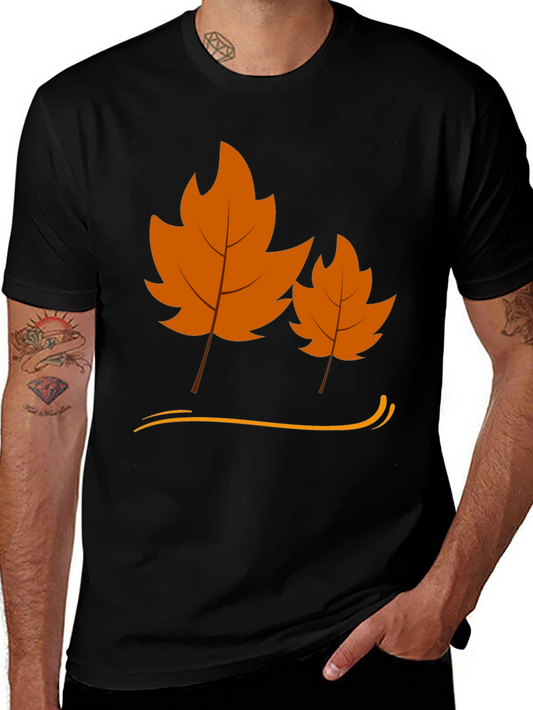Autumn Leaf Graphic Black T-Shirt