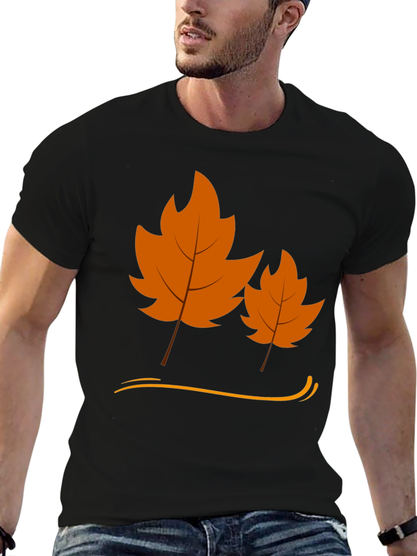 Autumn Leaf Graphic Black T-Shirt