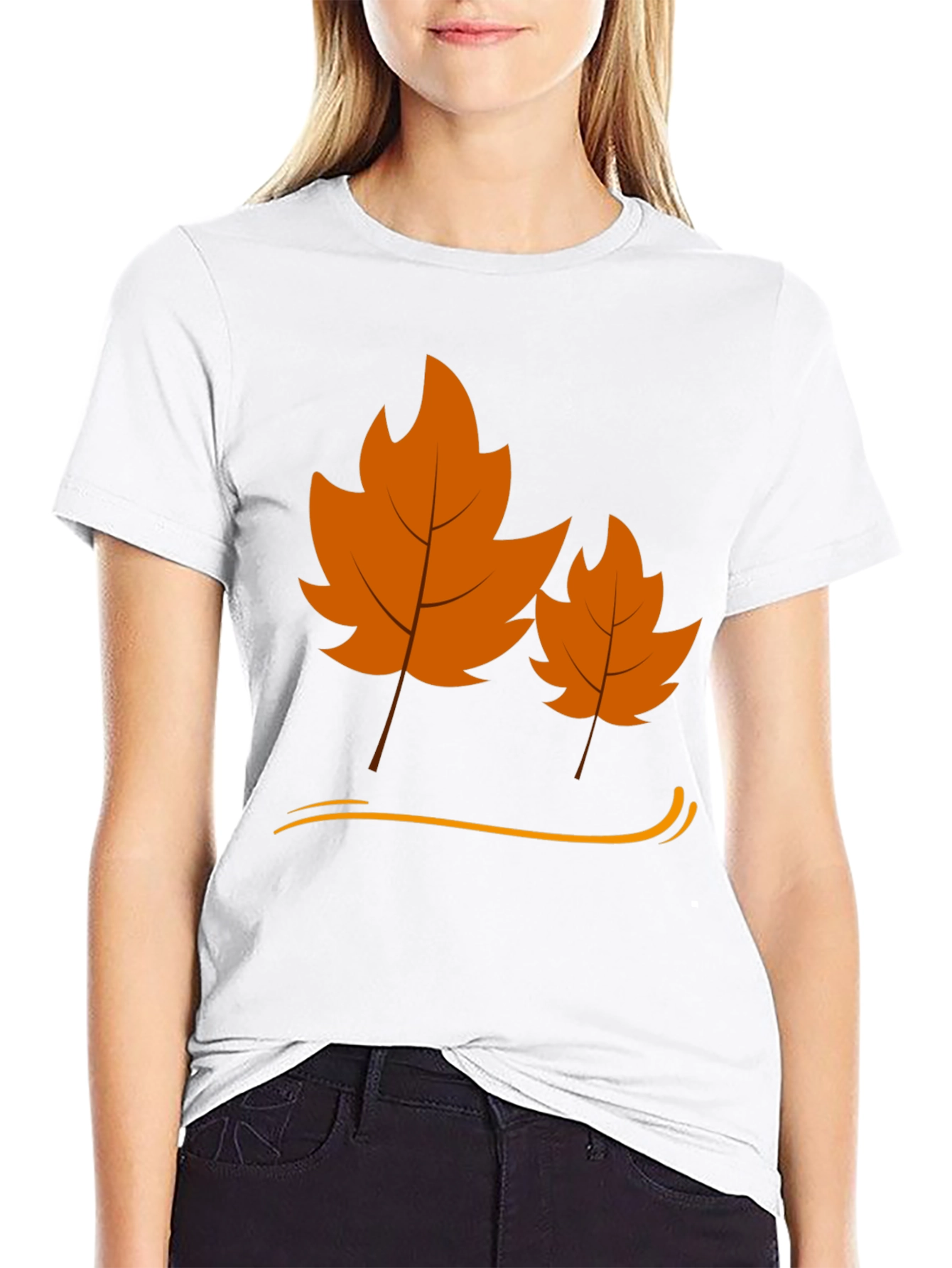 Autumn Leaf Graphic Black T-Shirt