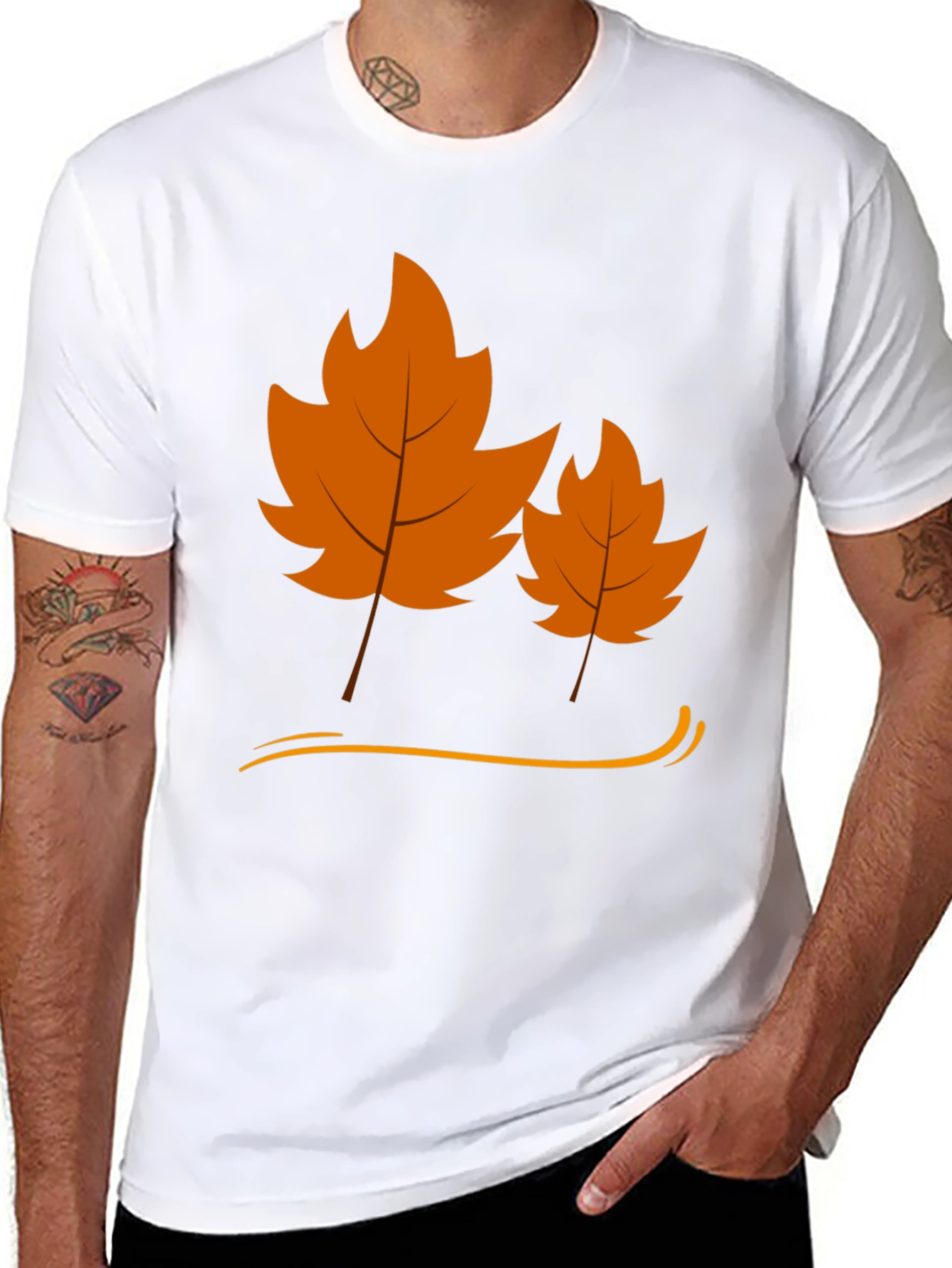 Autumn Leaf Graphic Black T-Shirt