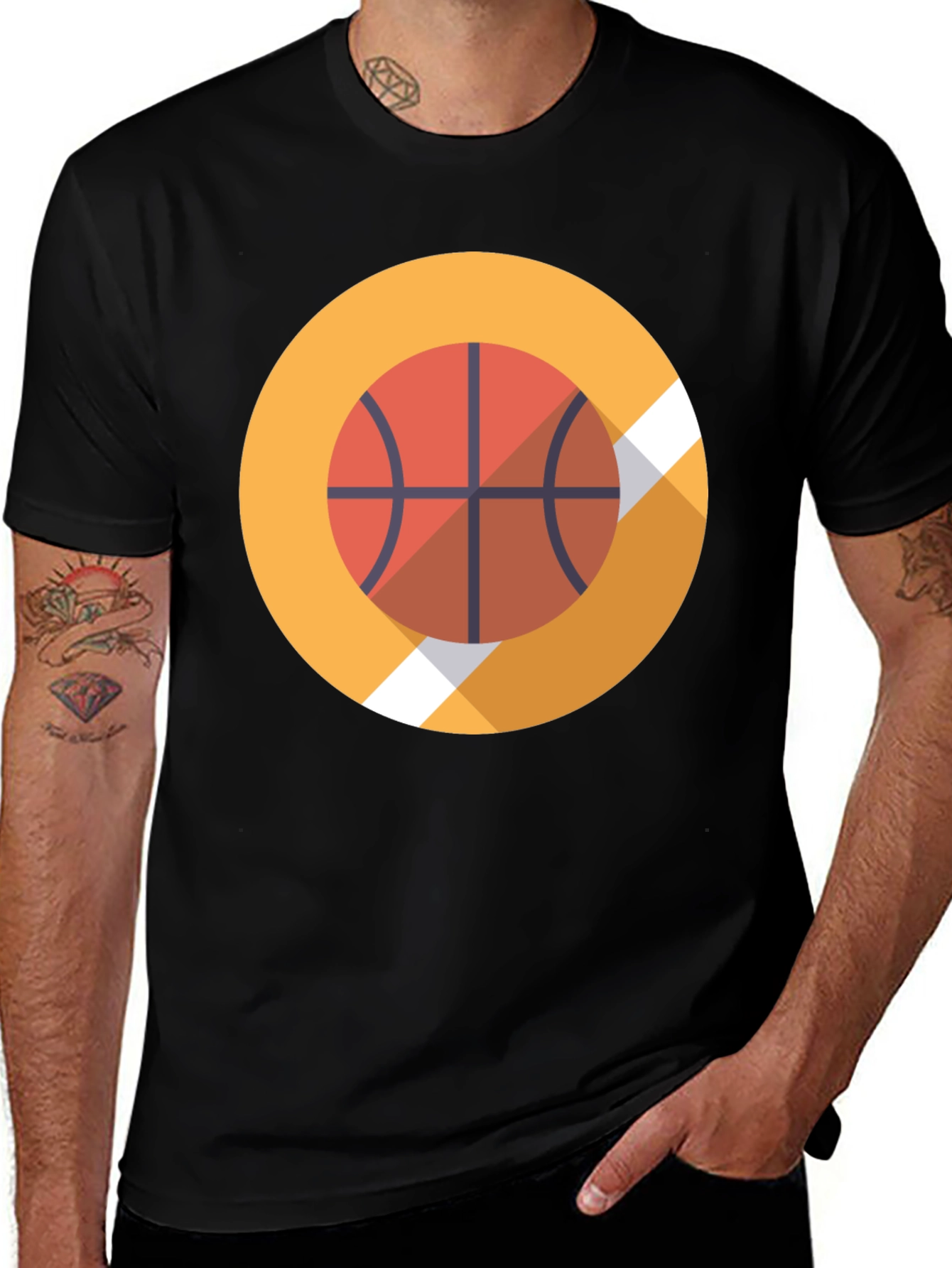 Basketball Graphic Tee - Stylish Black Cotton T-Shirt