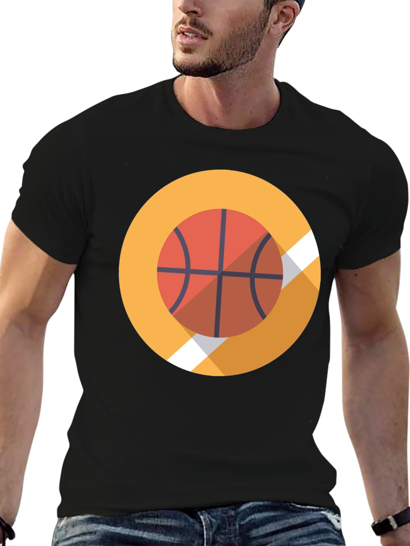 Basketball Graphic Tee - Stylish Black Cotton T-Shirt