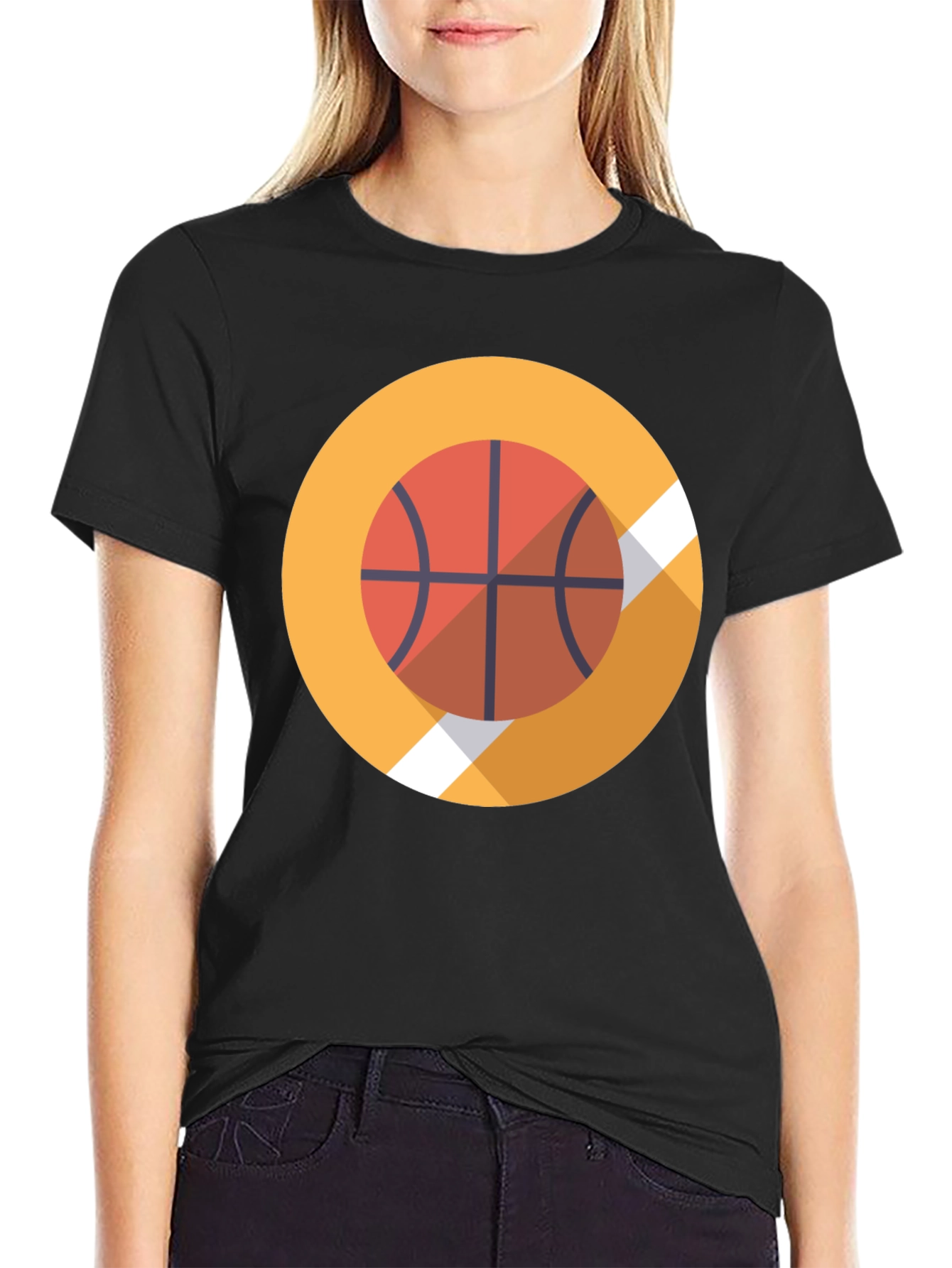Basketball Graphic Tee - Stylish Black Cotton T-Shirt
