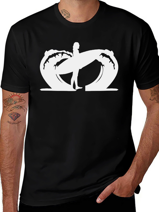 Surfer Graphic Black T-Shirt - Beach Vibes