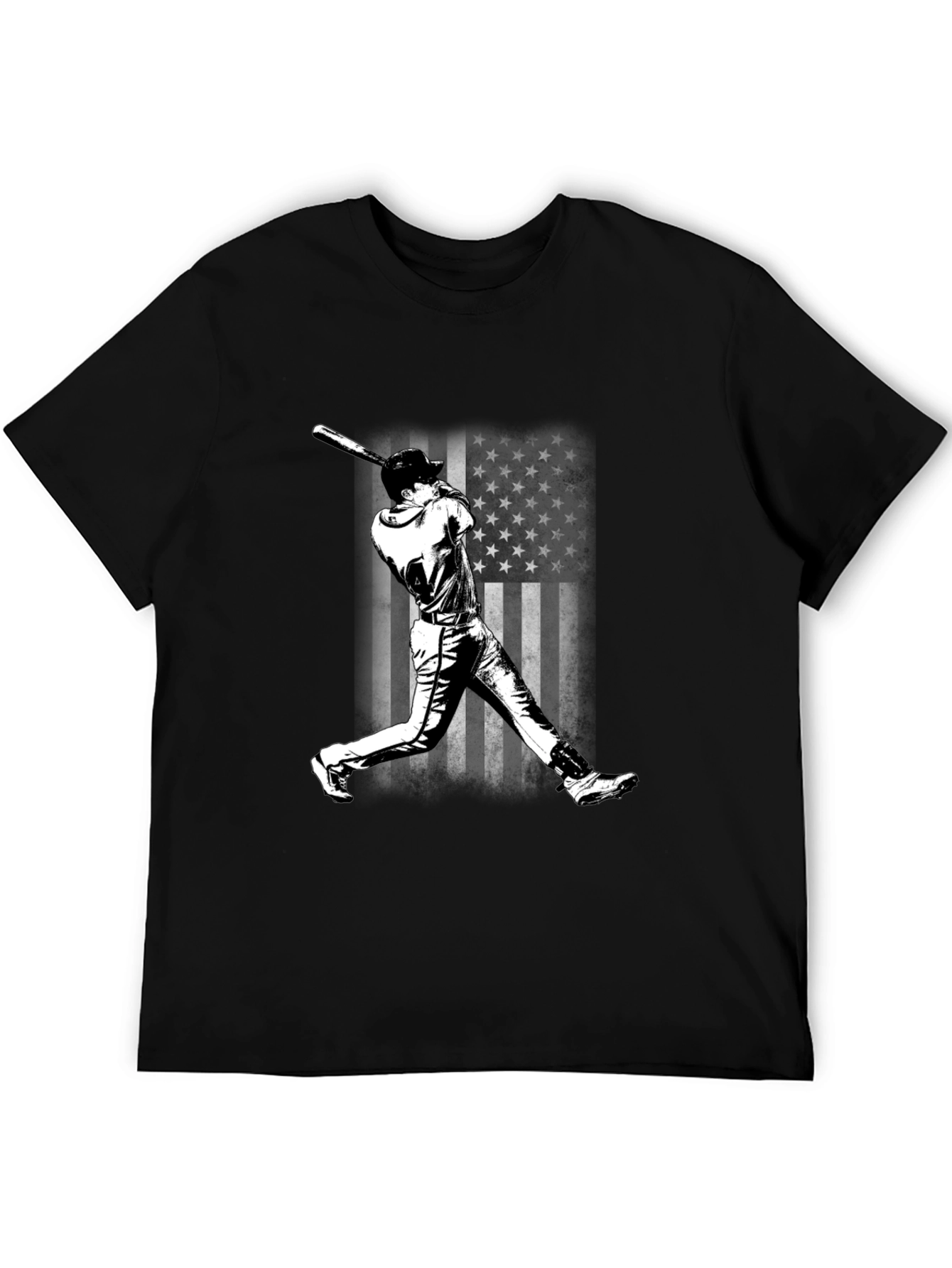 Baseball Player T-Shirt - USA Flag Design