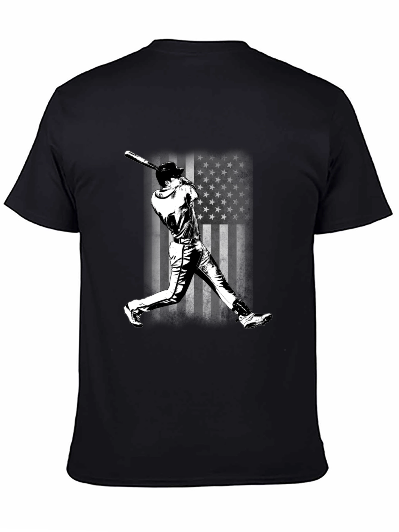 Baseball Player T-Shirt - USA Flag Design